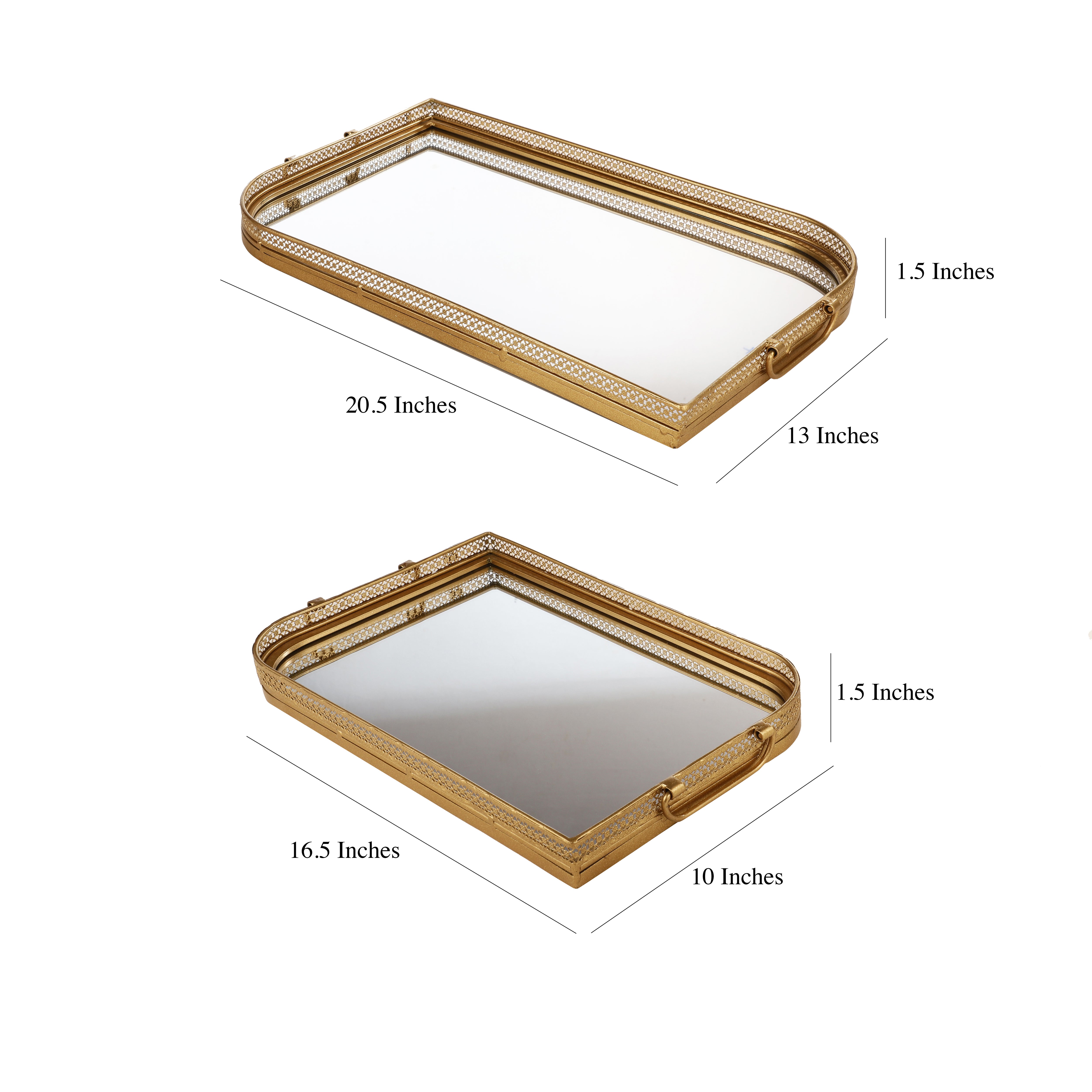 Meshed Leaf Shaped Mirror Tray (Single)