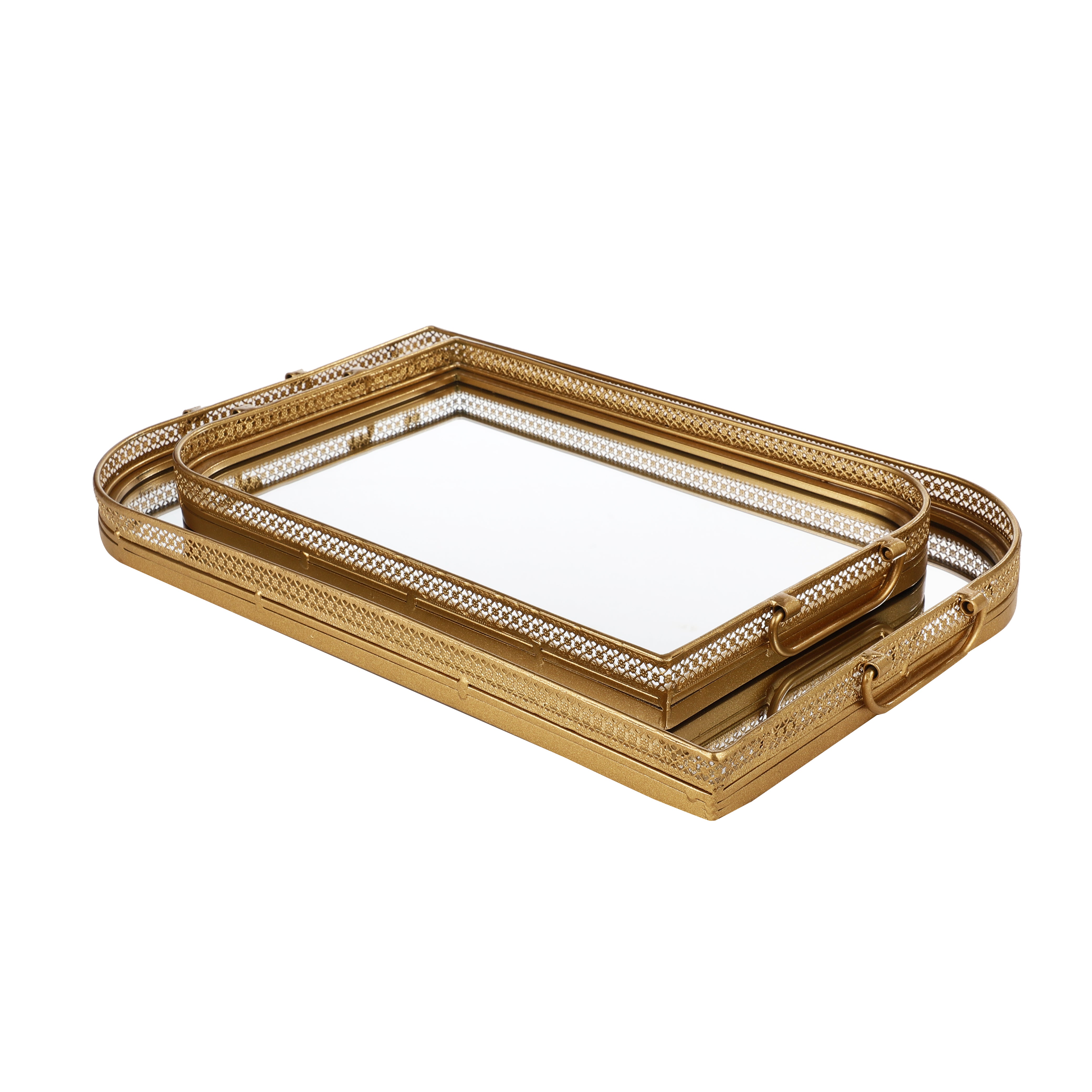 Meshed Leaf Shaped Mirror Tray (Single)