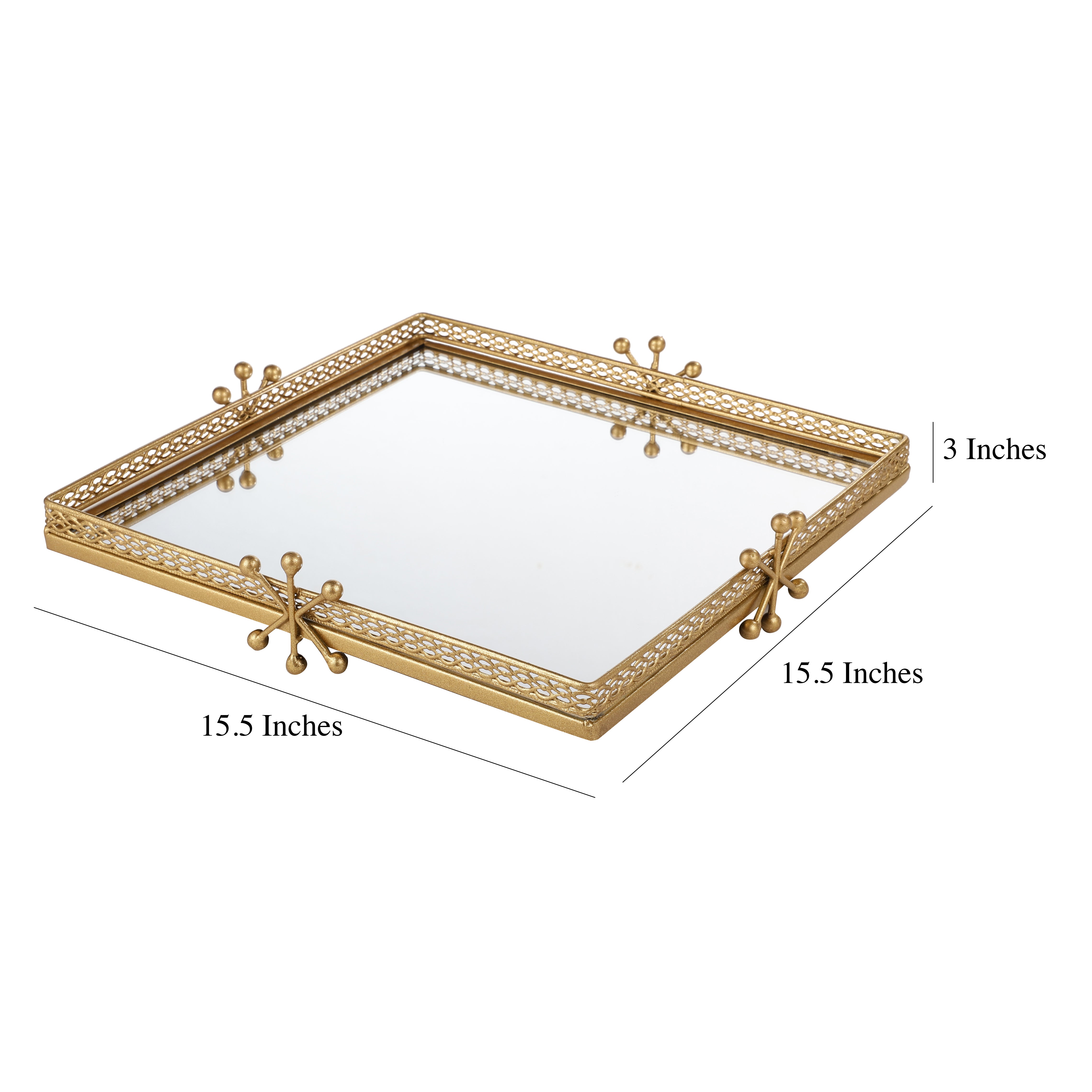 Meshed Square Mirror Tray