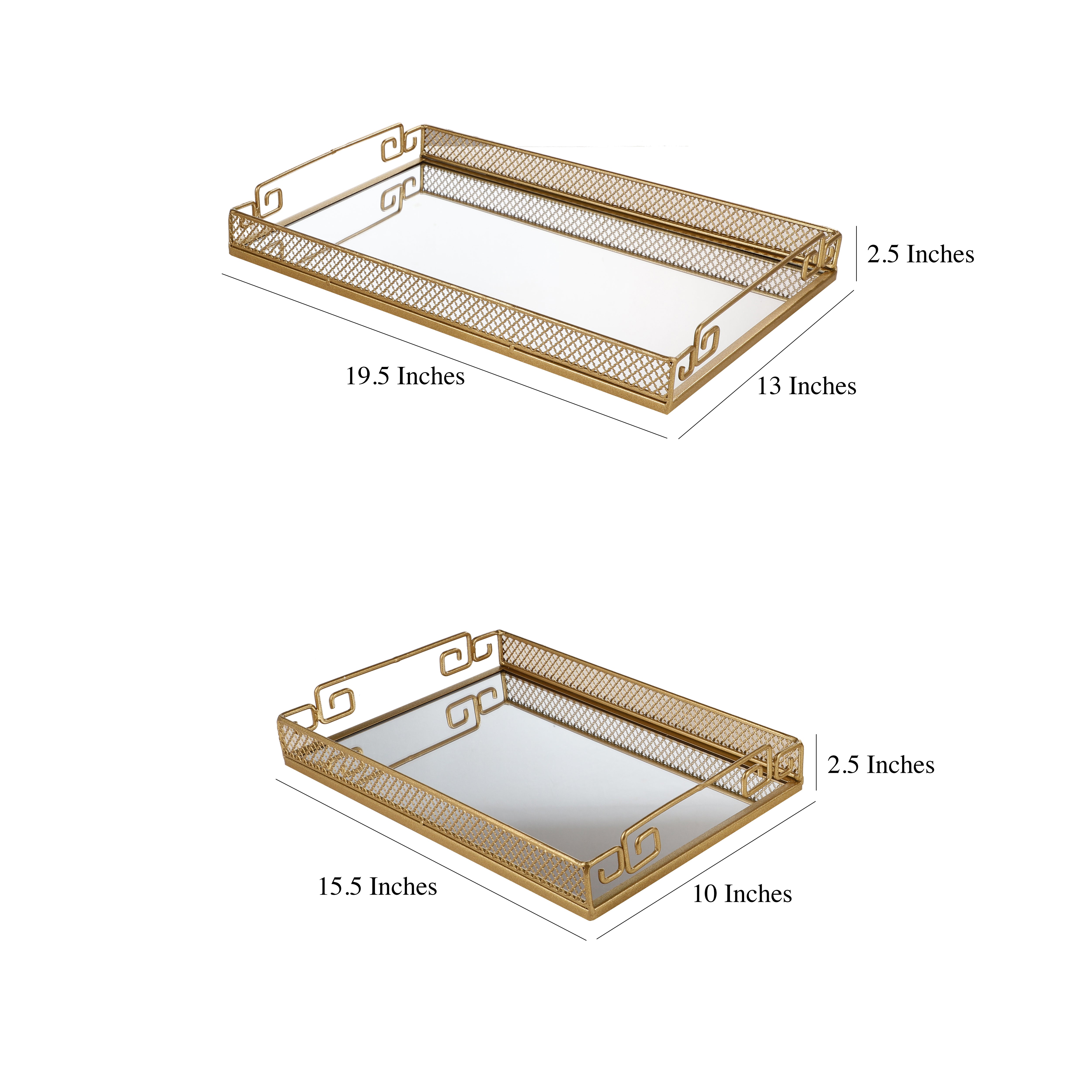 Elegant Rectangle Mirror Tray (Single)