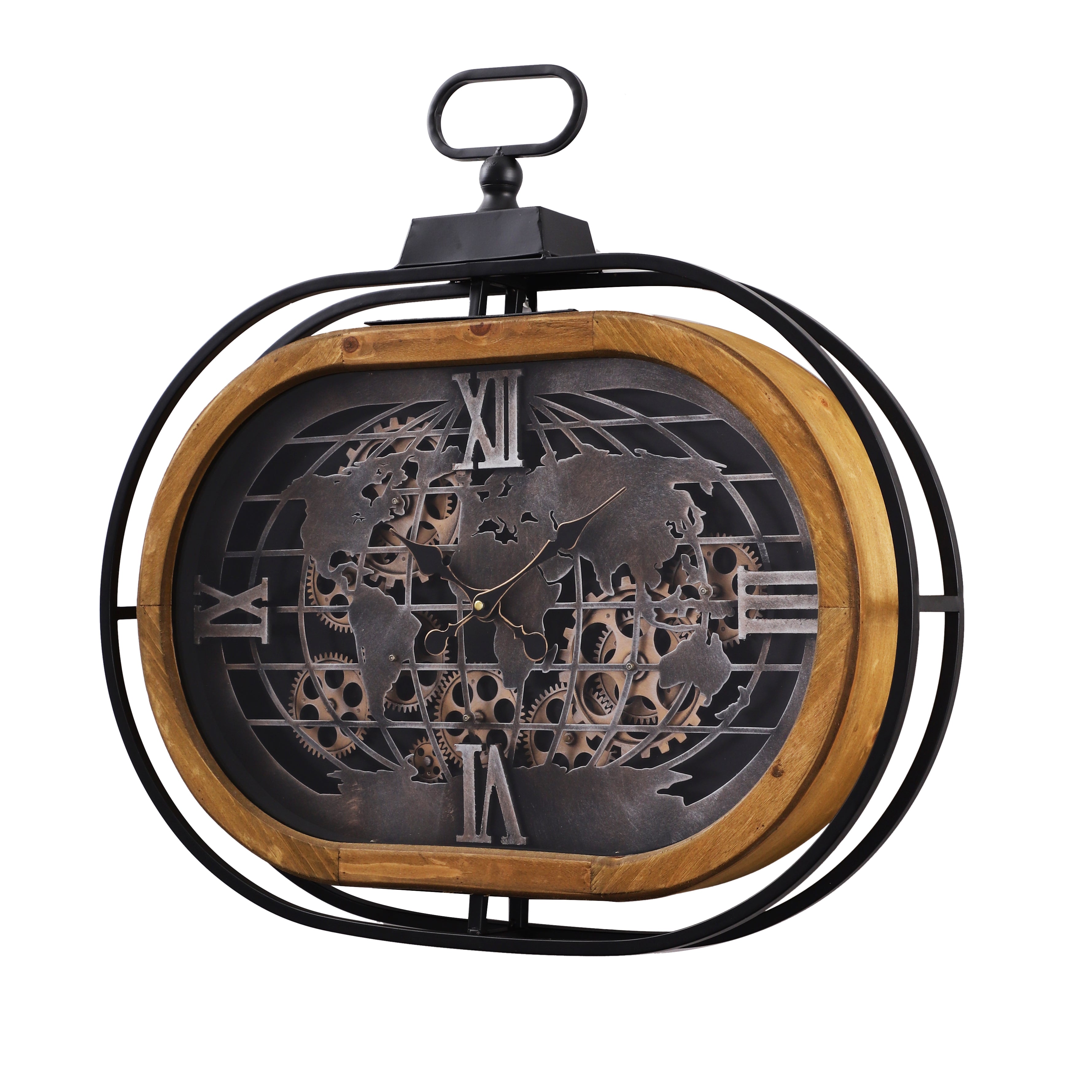 Industrial Globe Wall Clock (Oblong)