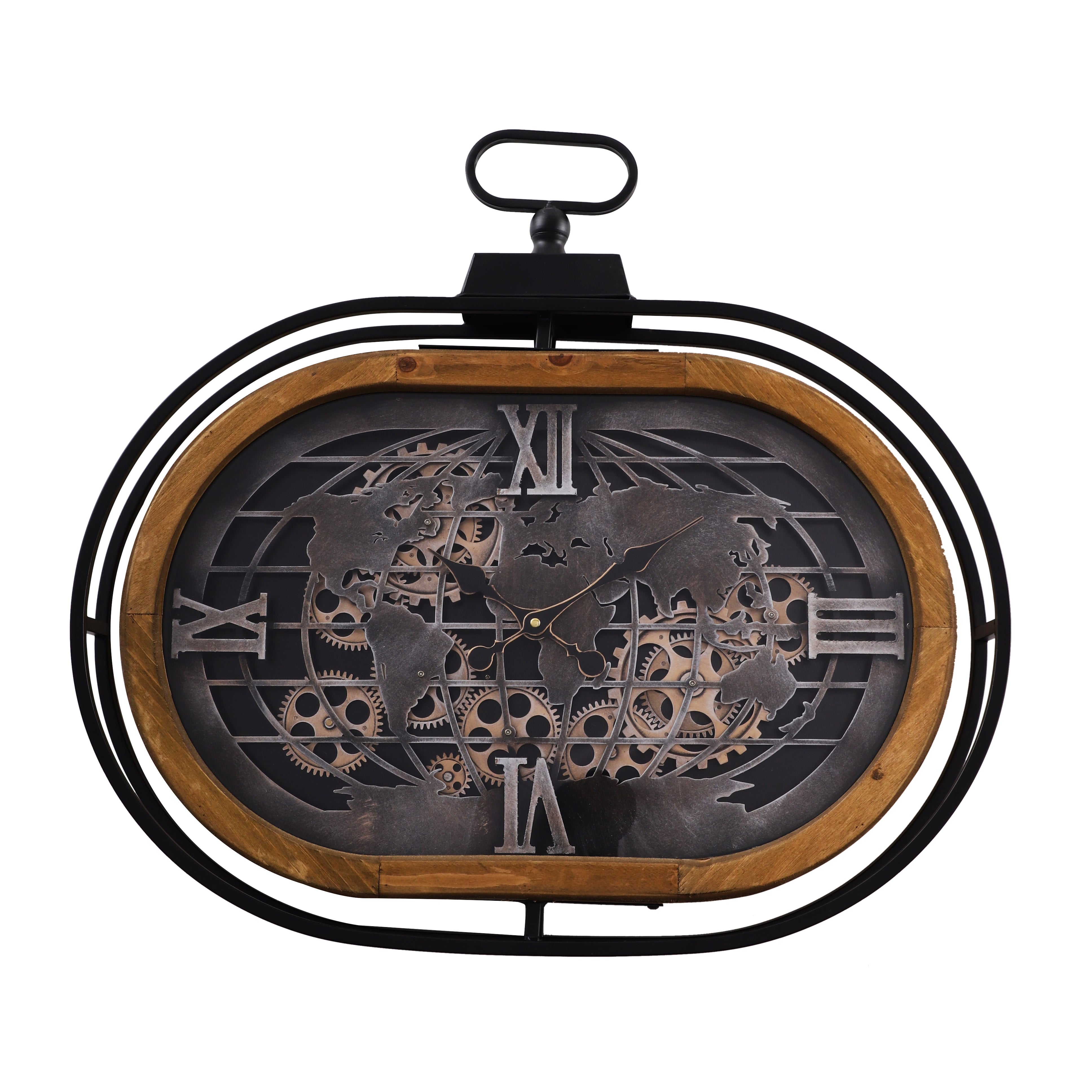 Industrial Globe Wall Clock (Oblong)