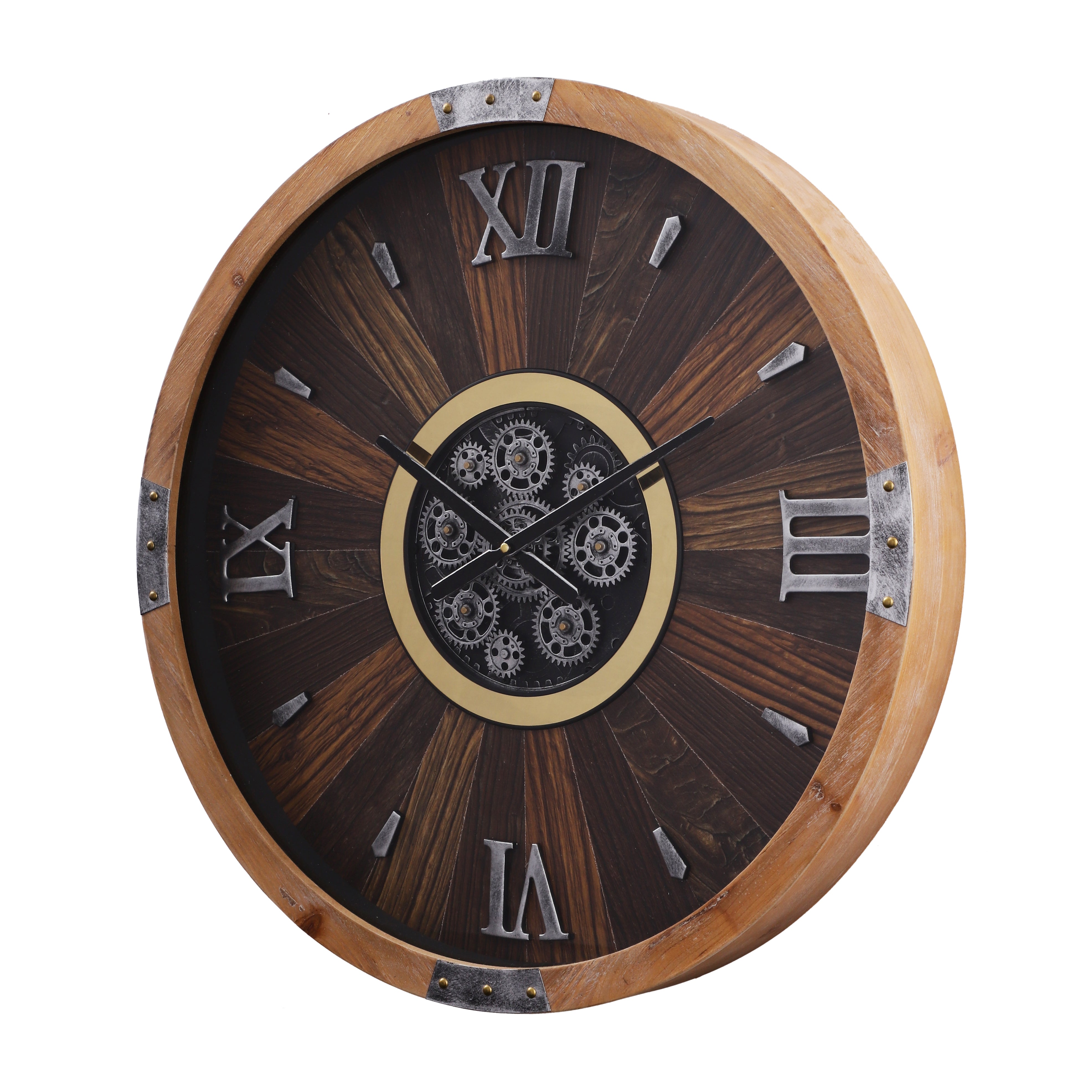 Wooden Industrial Wall Clock