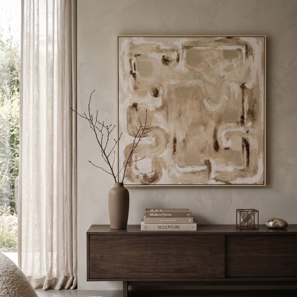 Ivory Labyrinth Textured Canvas