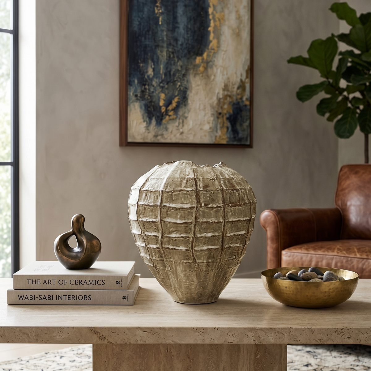 Ivory Pod Ribbed Vase