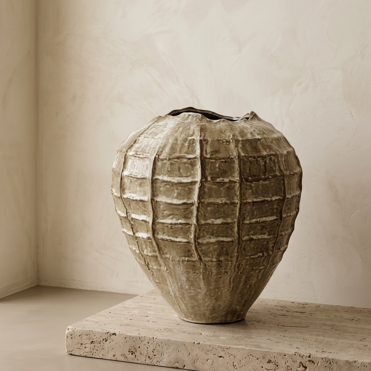Ivory Pod Ribbed Vase