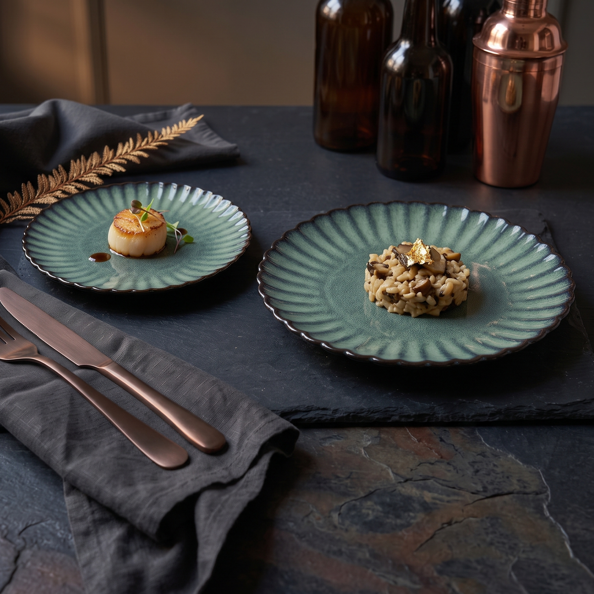 Jade Lagoon Scalloped Dinner Plate