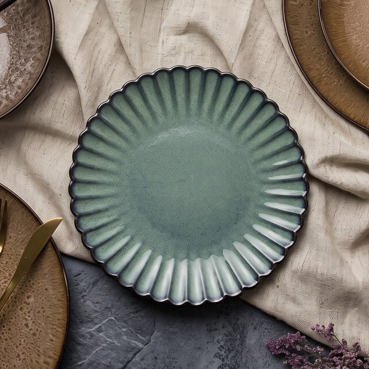 Jade Lagoon Scalloped Dinner Plate
