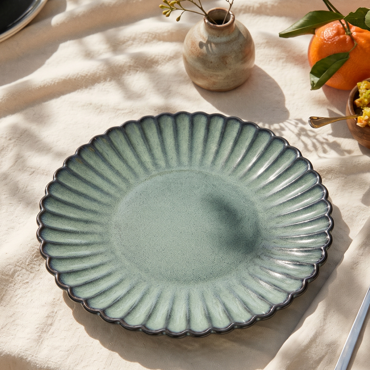 Jade Lagoon Scalloped Dinner Plate