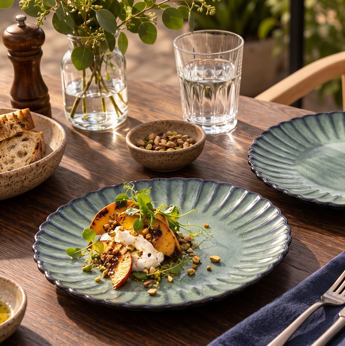 Jade Lagoon Scalloped Dinner Plate