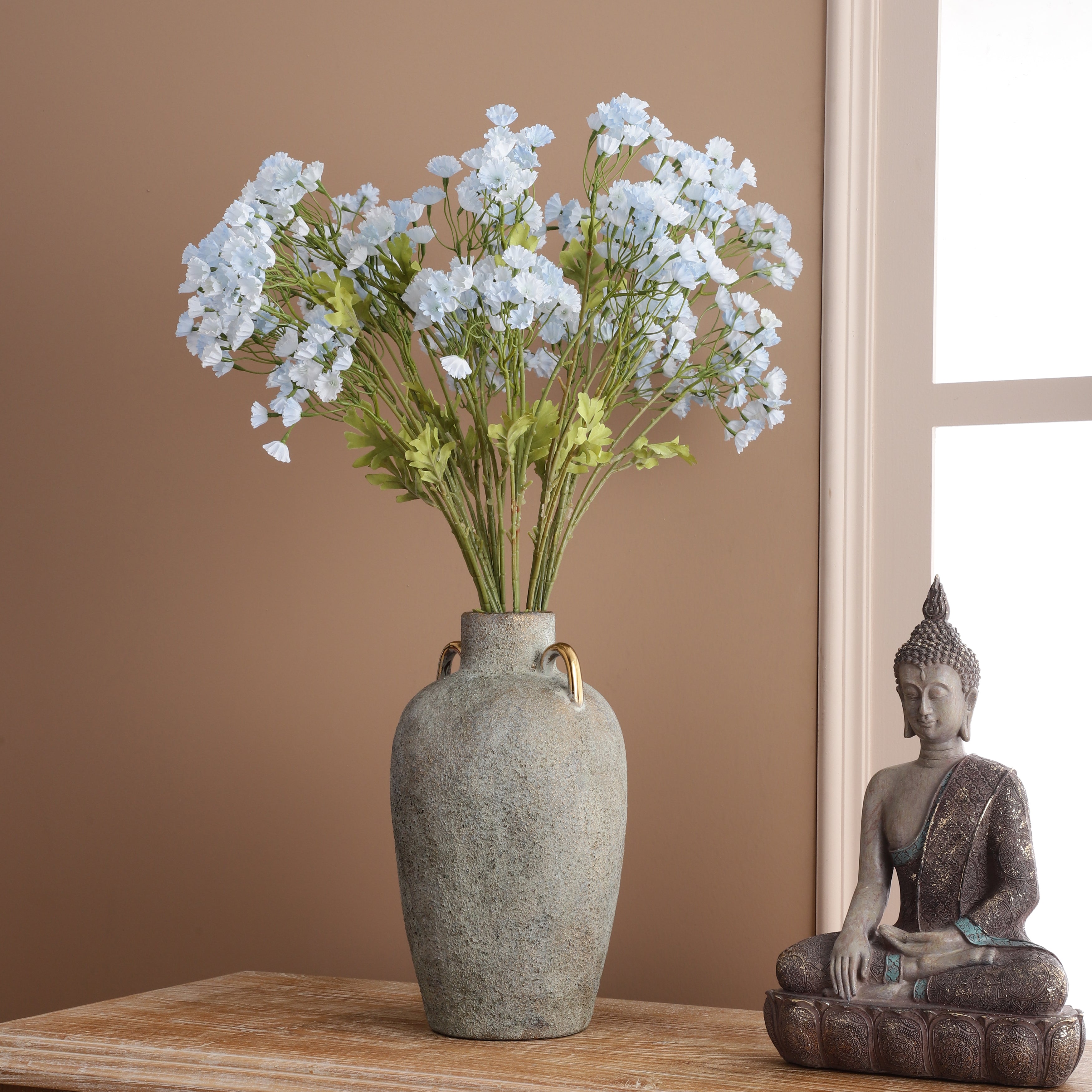 Faux Blue Baby's Breath Flower Stick (Single)