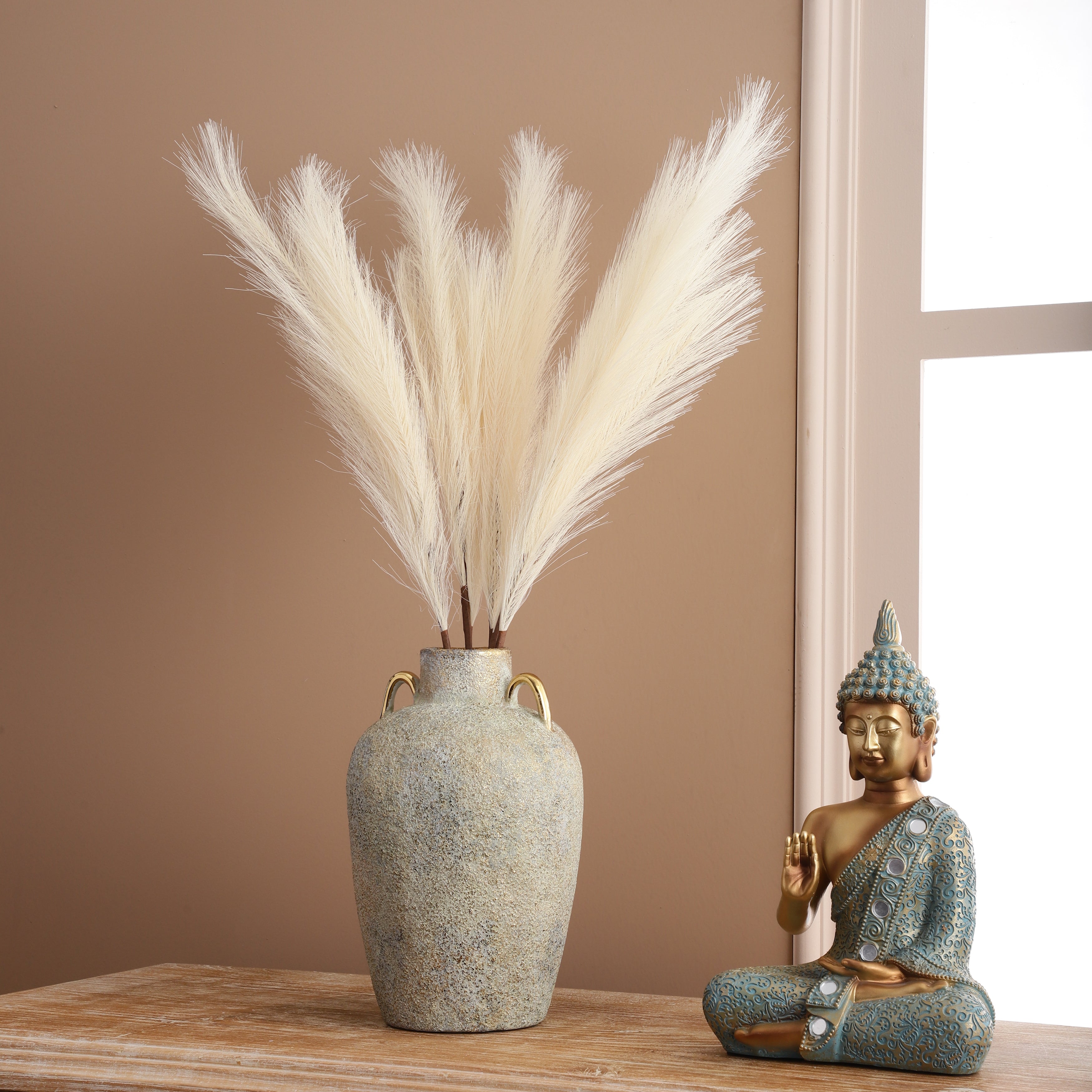 Cream Faux Pampas Grass Stick (Set of 5)