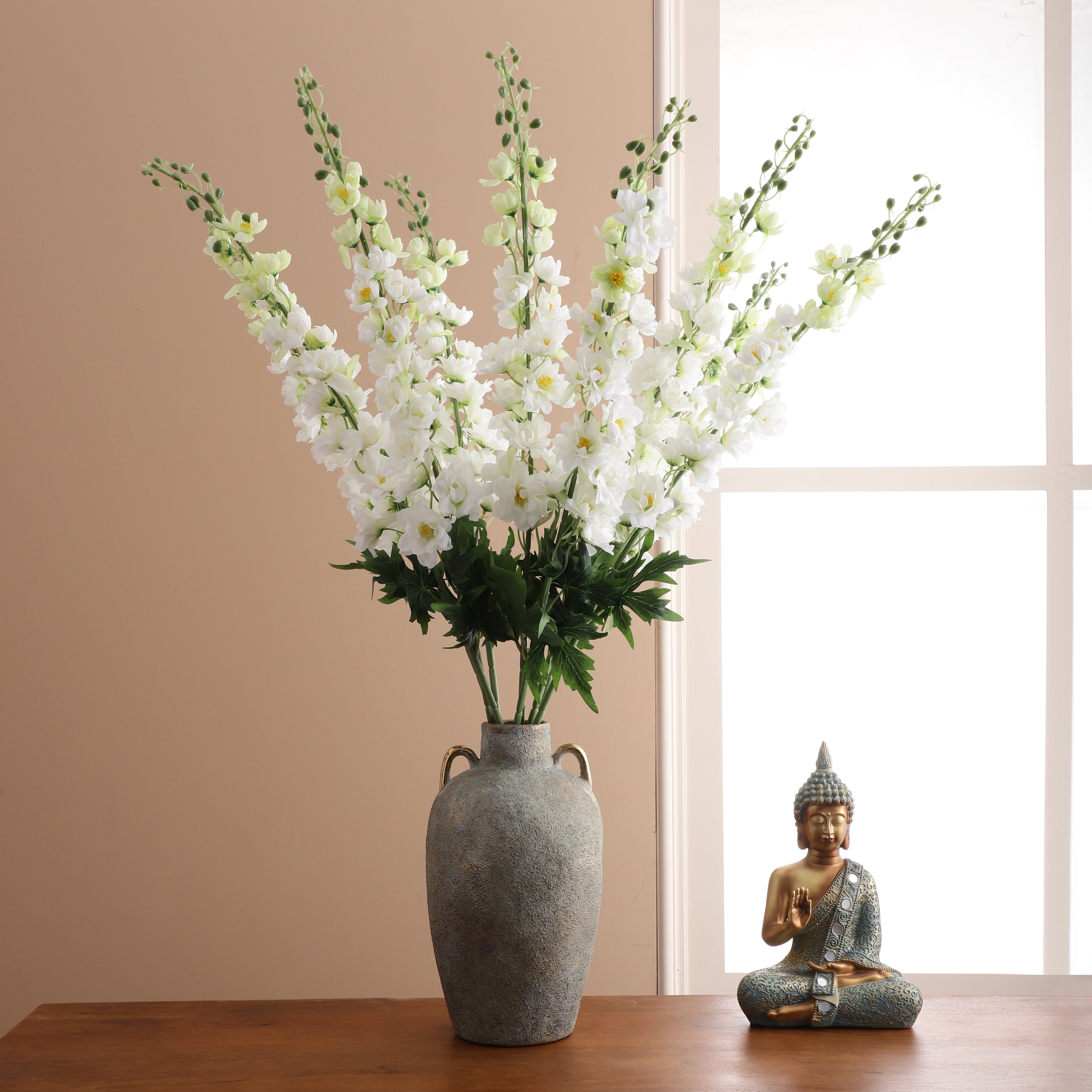 Faux Dual Shade White Delphinium Stick (Single)