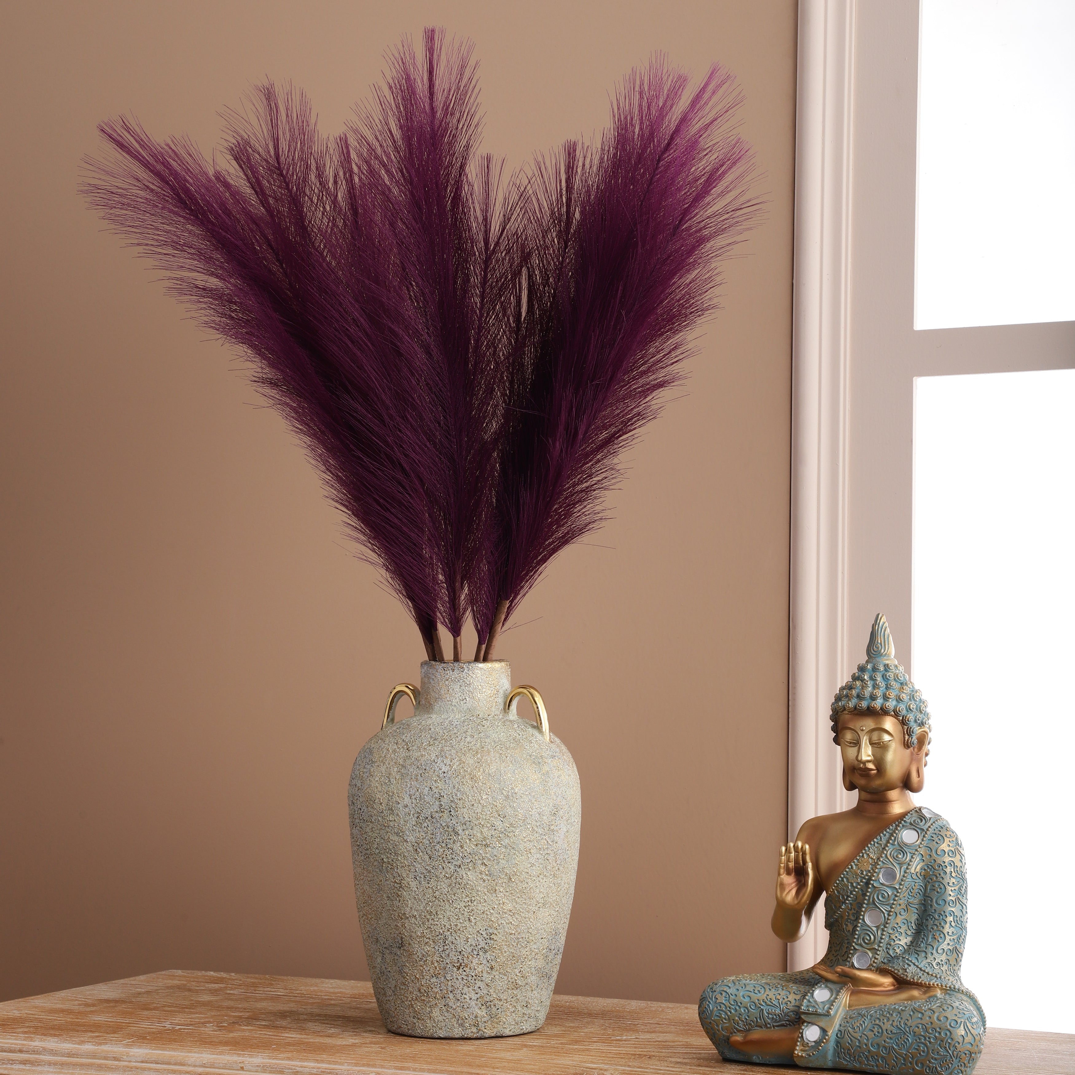 Purple Faux Pampas Grass Stick (Set of 5)