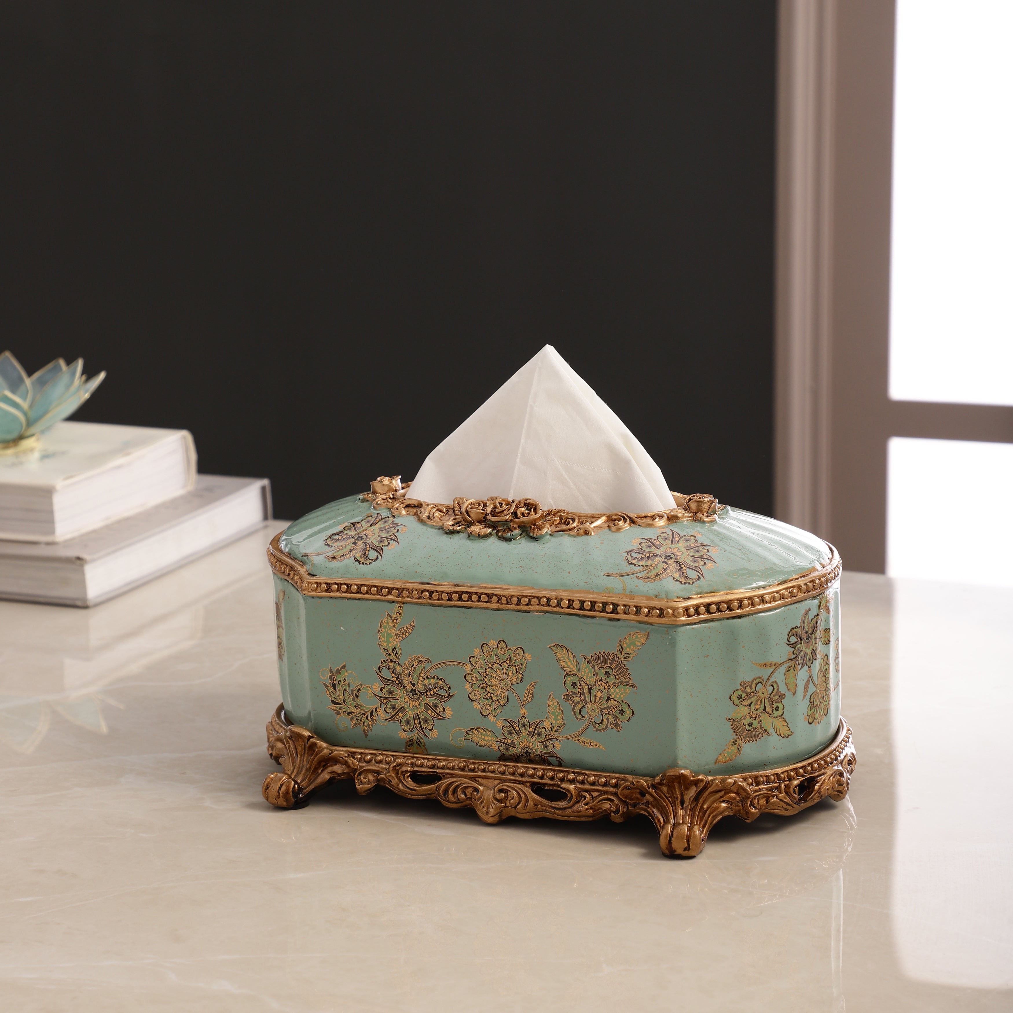 Turquoise Ornate Tissue Holder