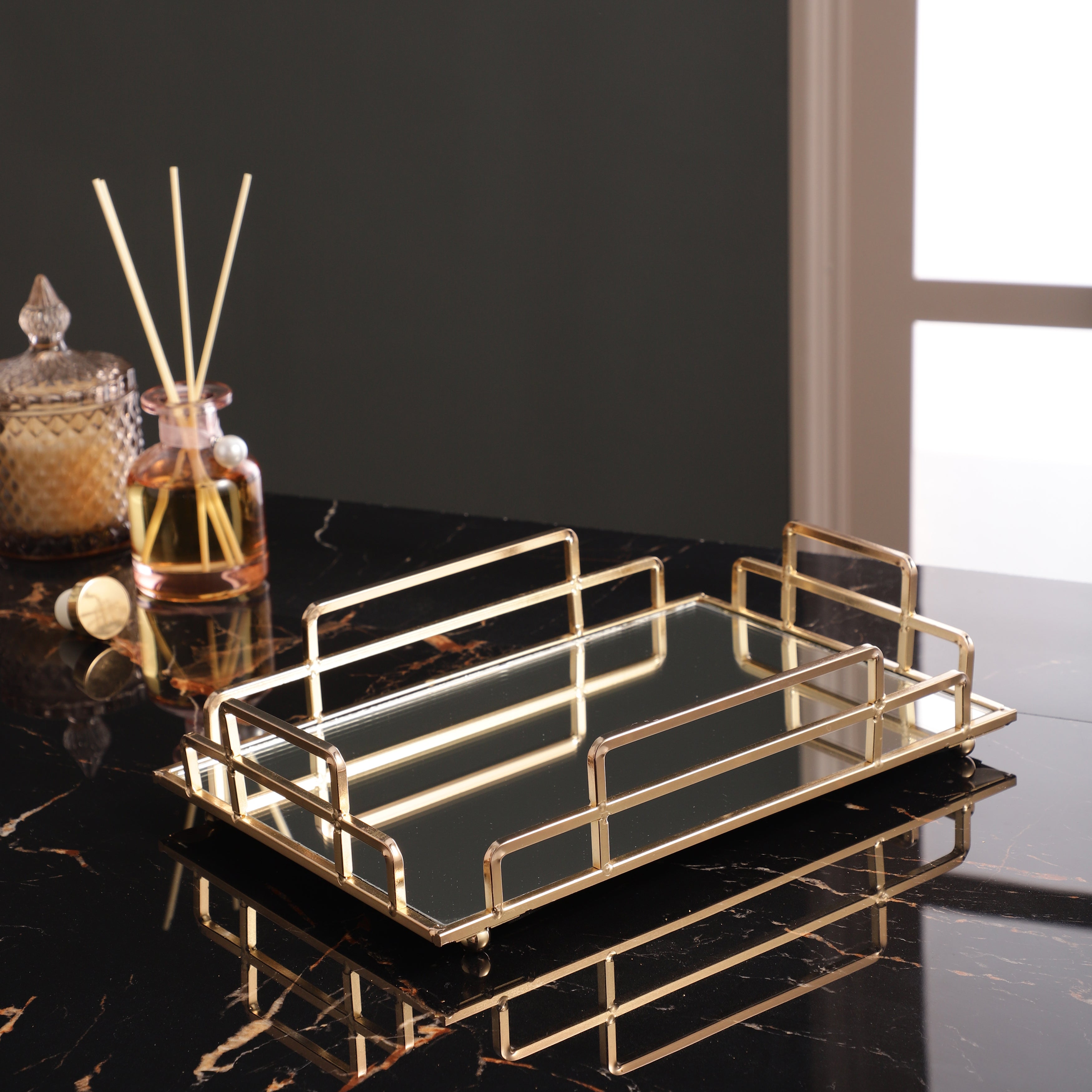 Rectangle Metal Mirror Tray