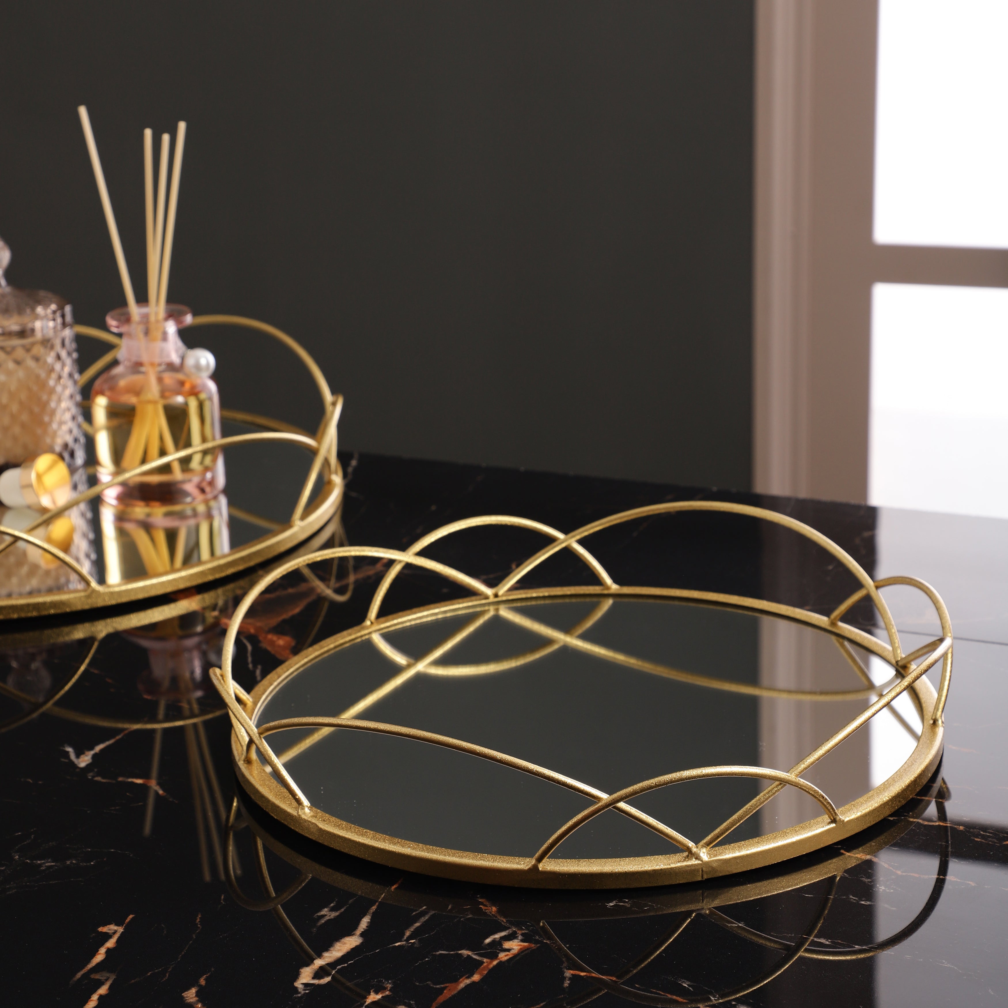 Round Decorative Mirror Tray (Single)