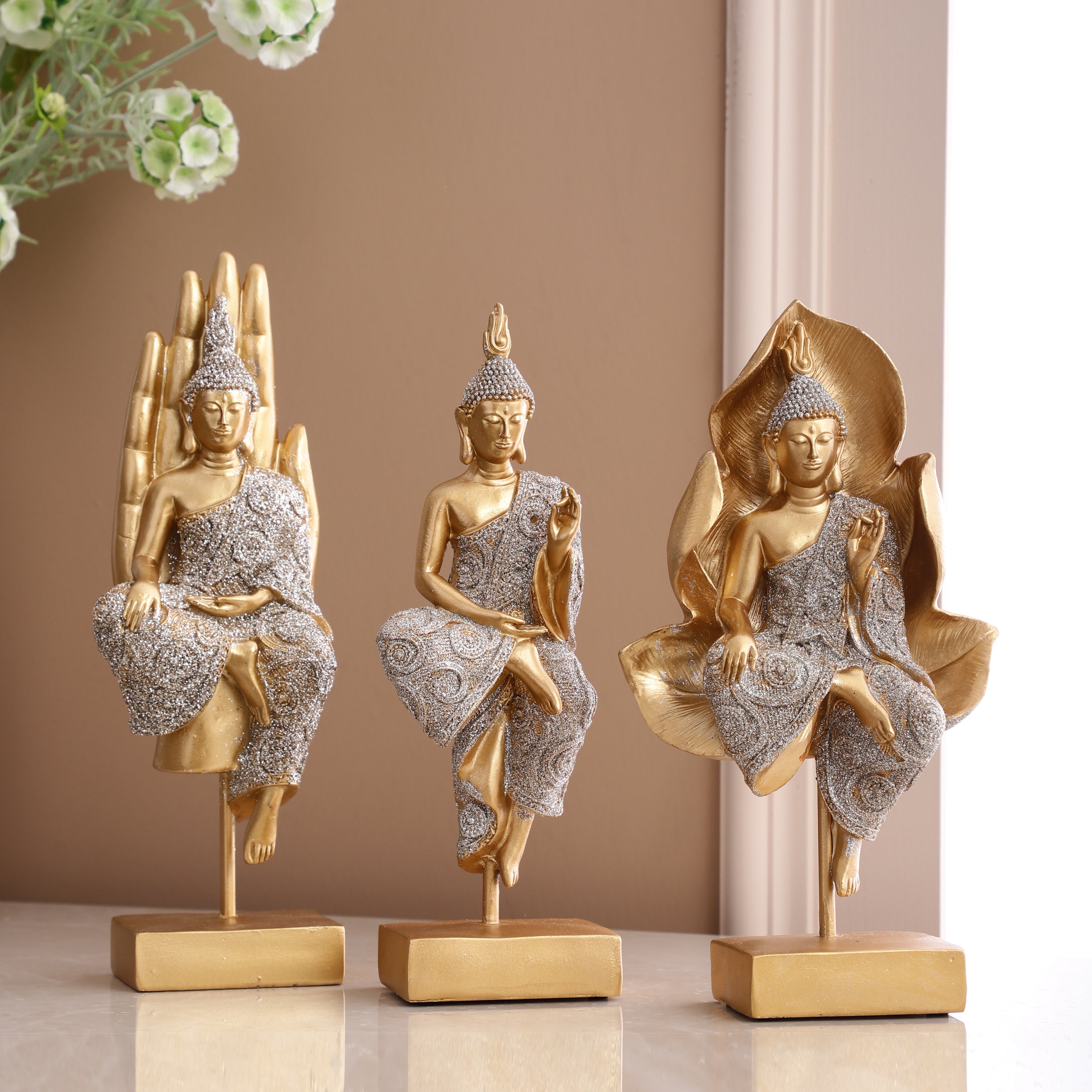 Shimmering Gold Buddhas (Set of 3)