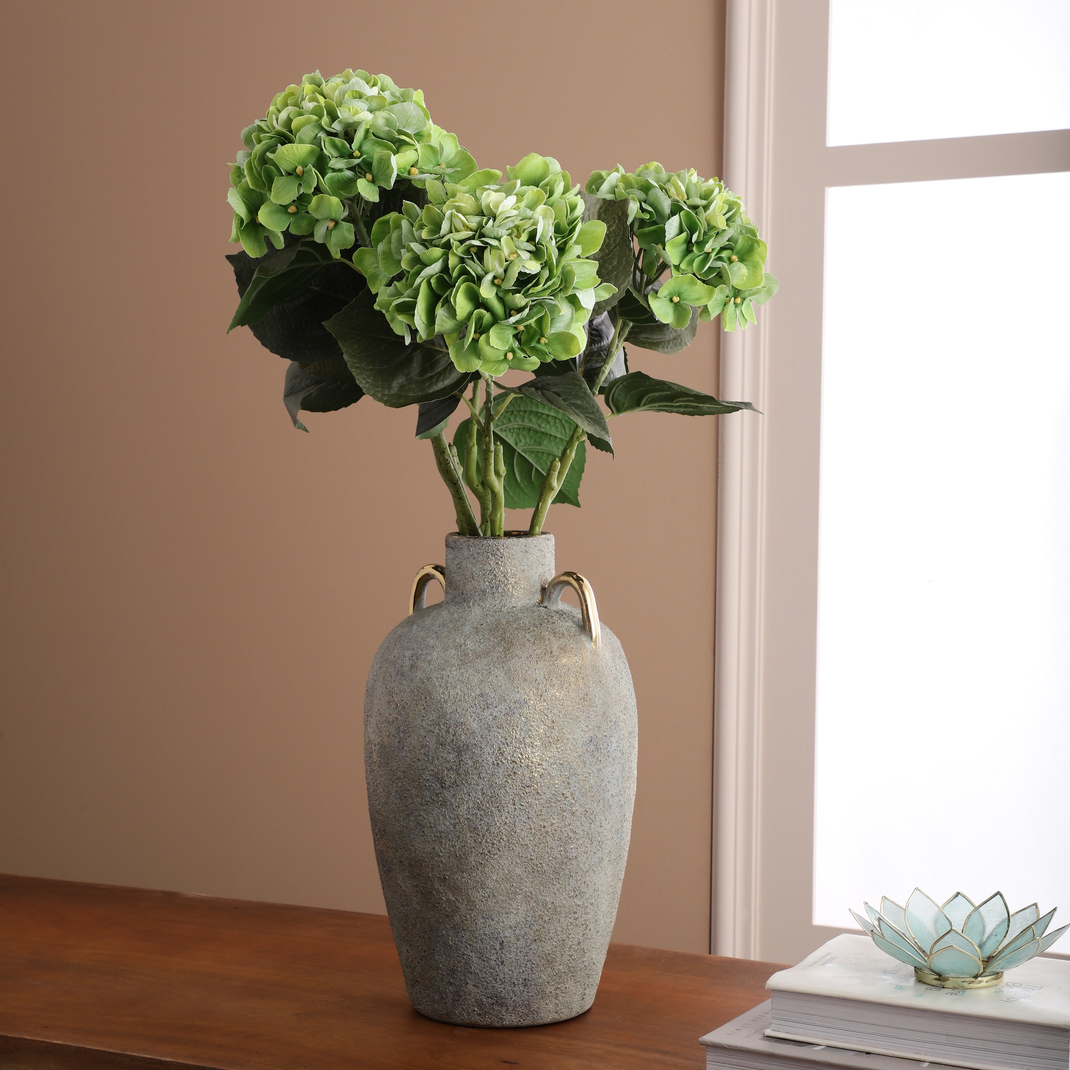 Faux Green Hydrangea Stick (Single)