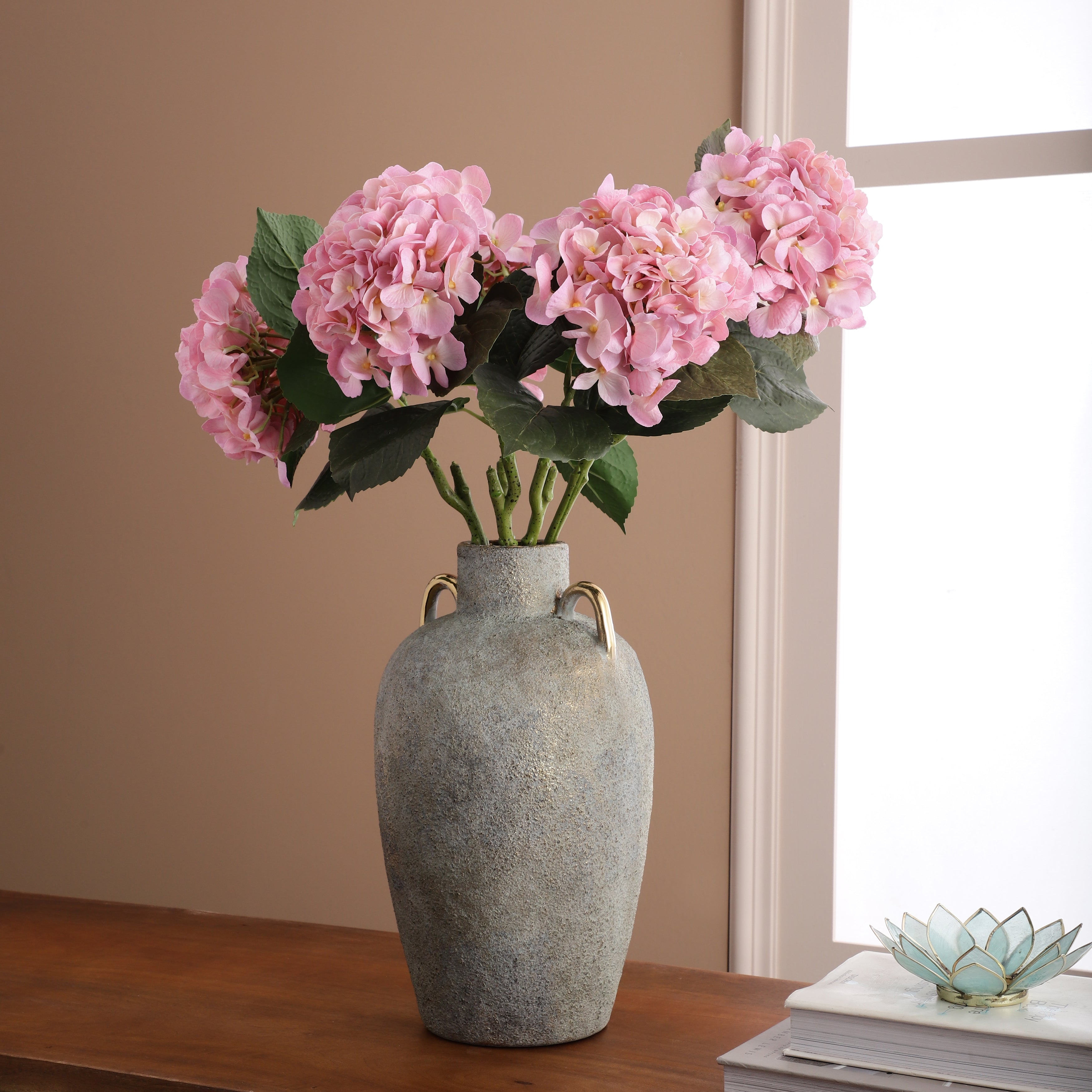 Faux Light Pink Hydrangea Stick (Single)