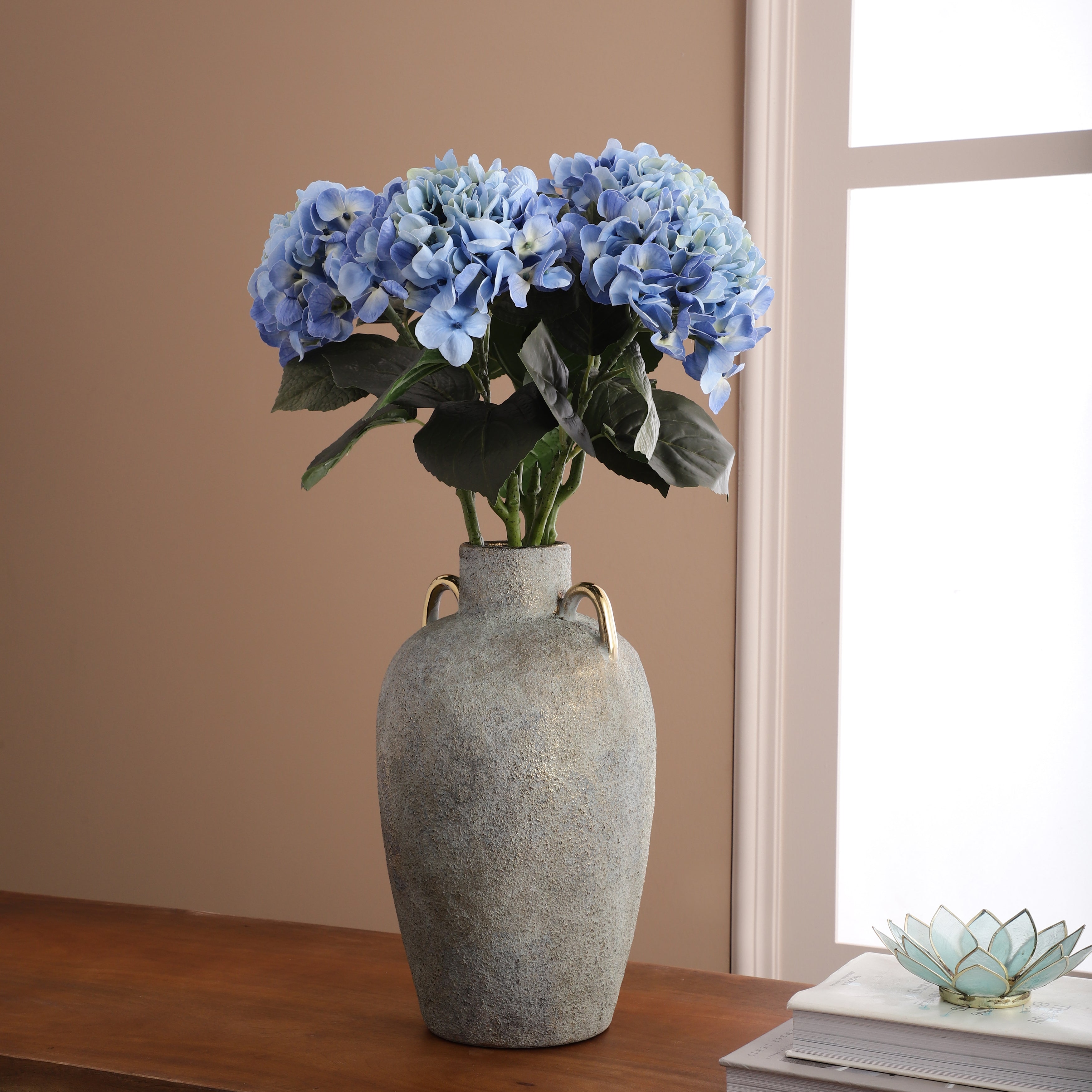 Faux Blue Hydrangea Stick (Single)