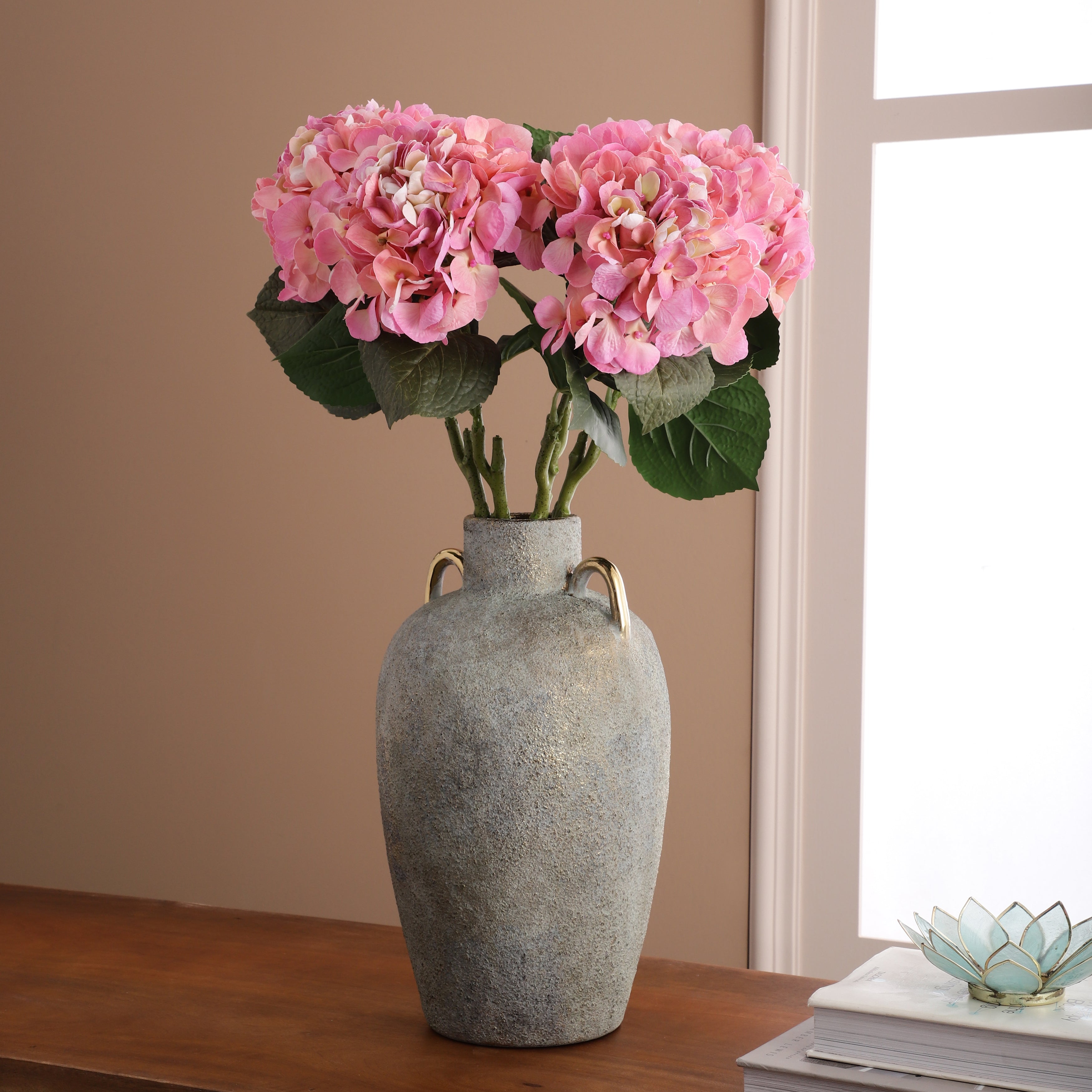 Faux Dual Shade Pink Hydrangea Stick (Single)