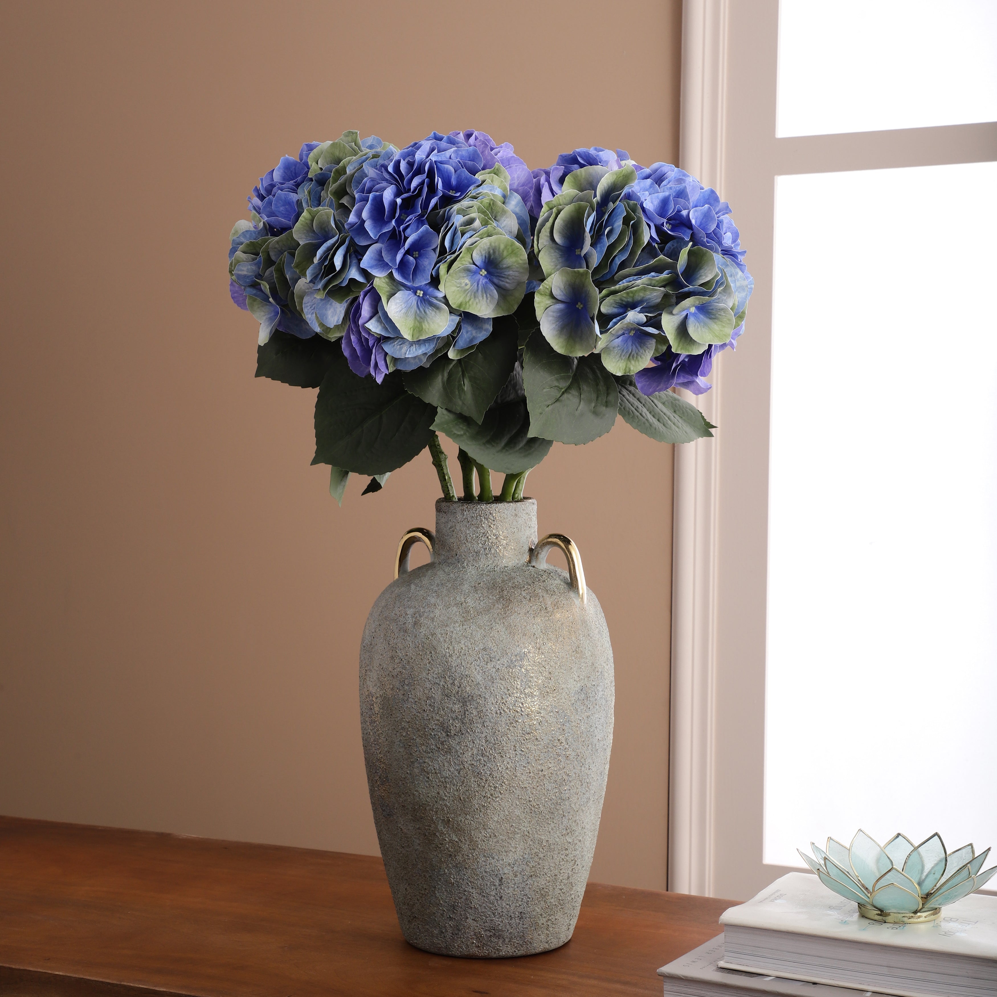 Faux Dual Shade Blue Hydrangea Stick (Single)