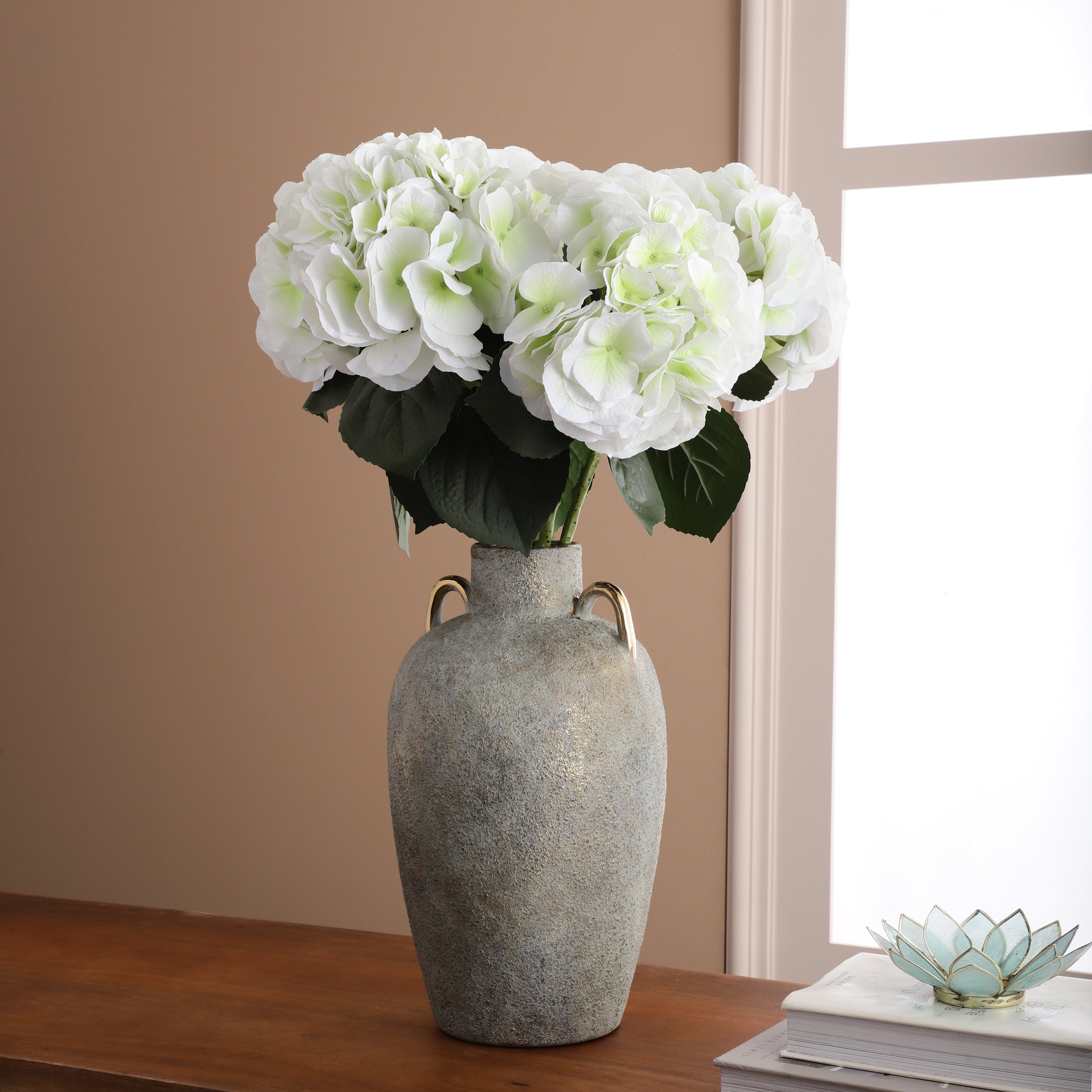 Faux White Hydrangea Stick (Single)