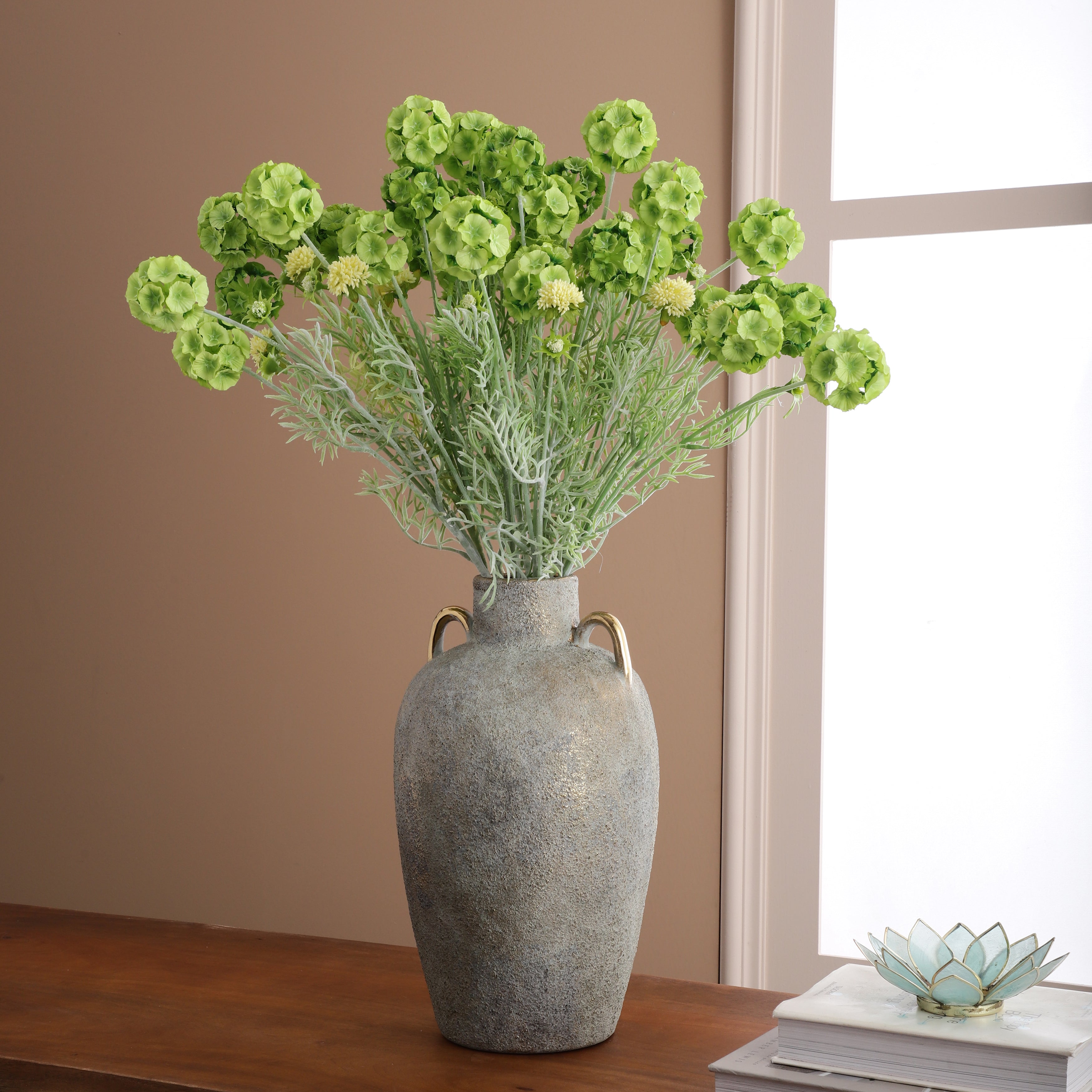 Faux Green Scabiosa Stellata Stem (Single)