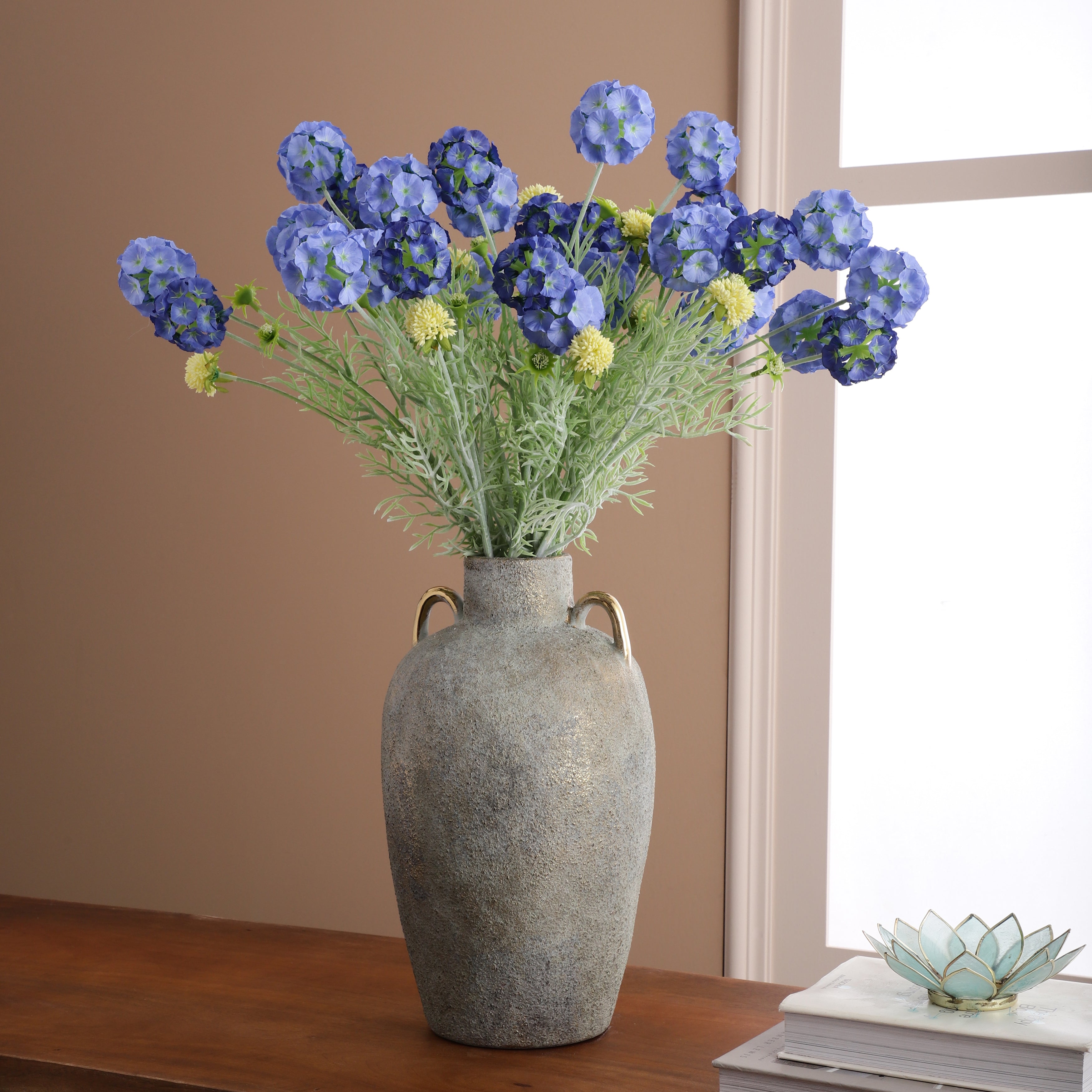 Faux Blue Scabiosa Stellata Stem (Single)