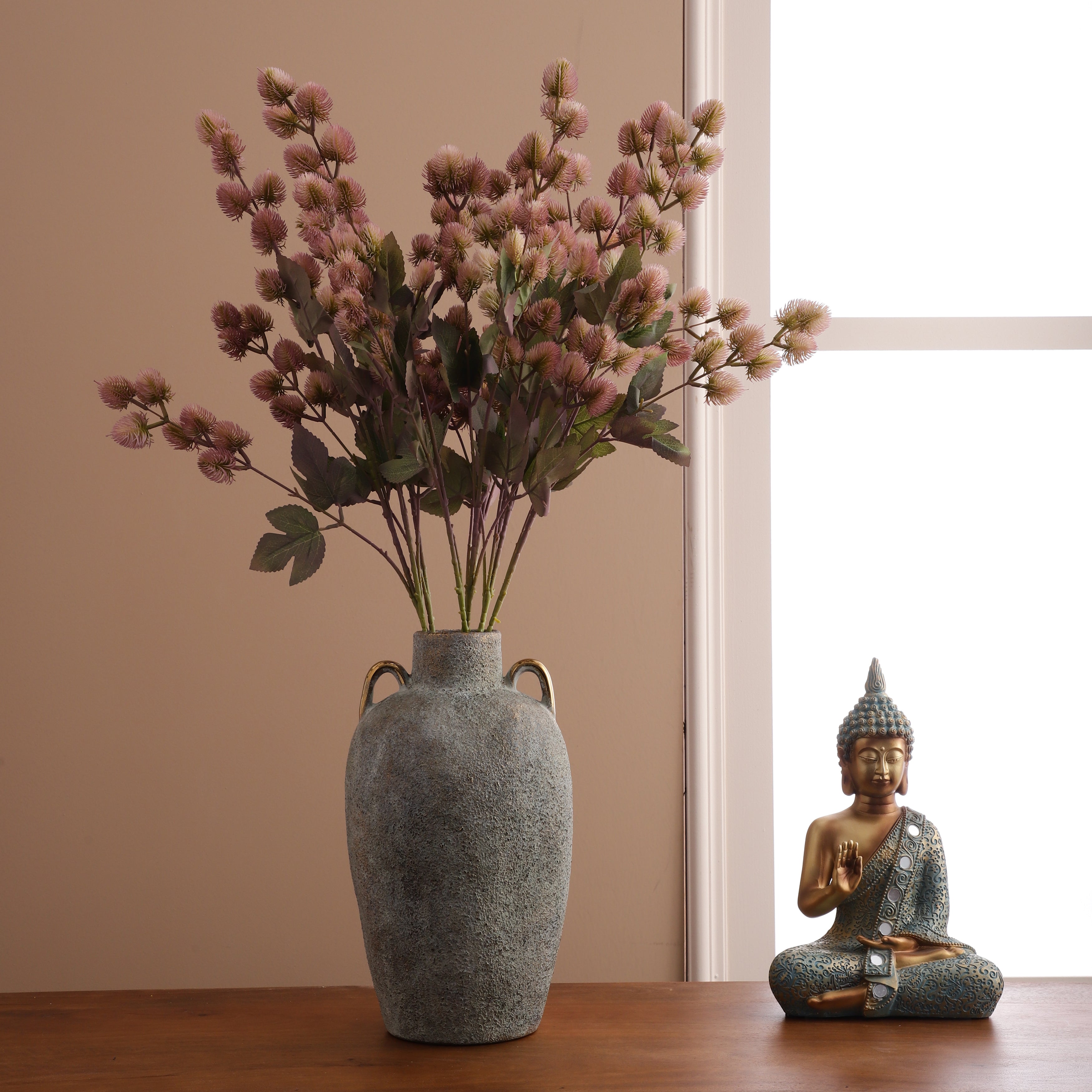 Faux Pale Brown Eucalyptus Stem With Buds (Single)