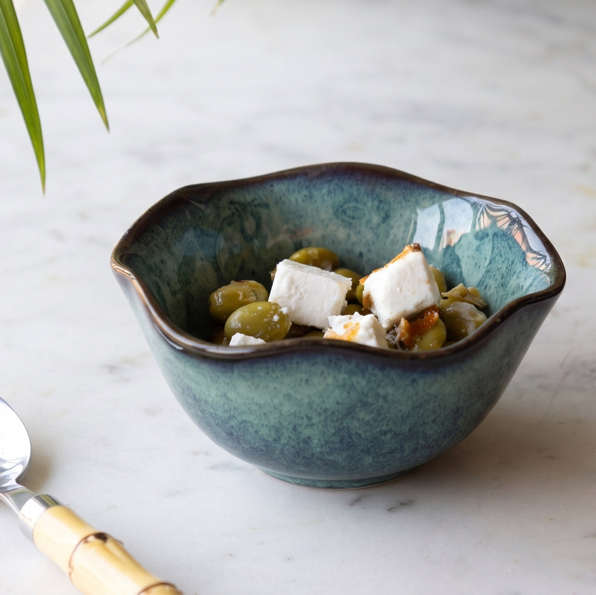 Lagoon Petal Ceramic Bowl (Set of 2)