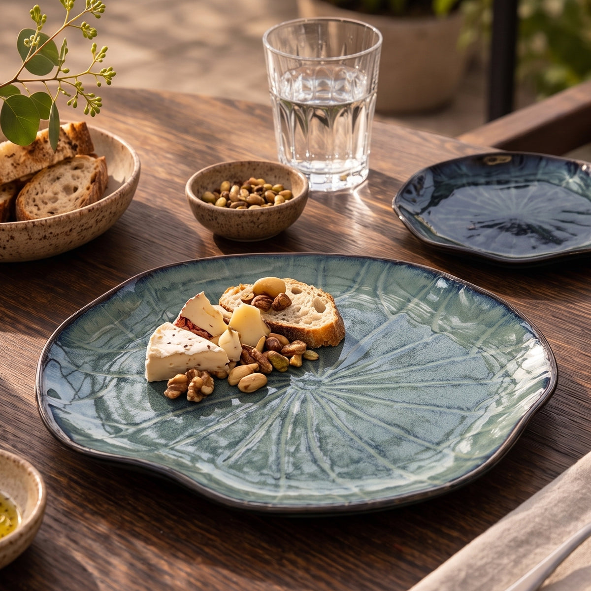 Lotus Leaf Glazed Ceramic Plate