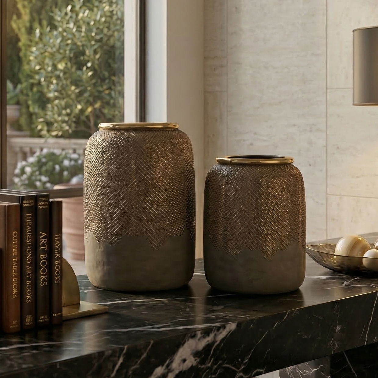 Luxe Gold Chequered Vase (Single)