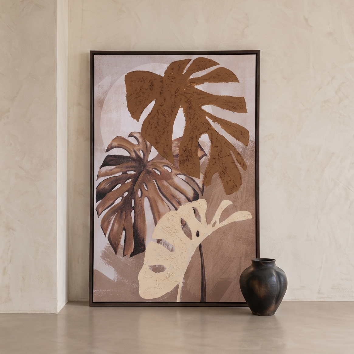 Monstera Leaf Canvas Art with Paper Mache