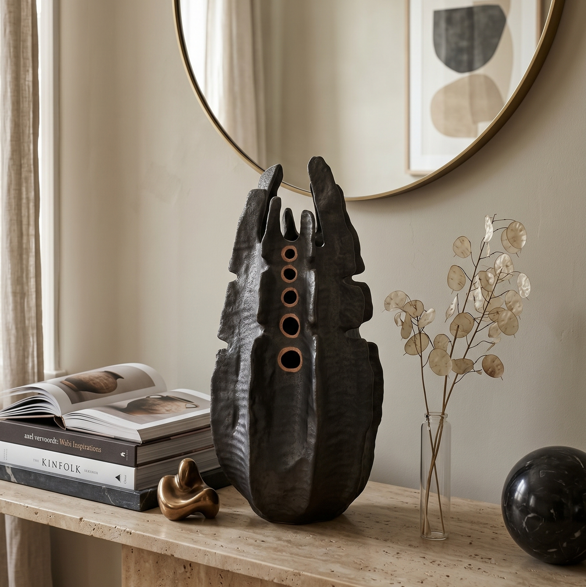 Obsidian Spire Sculptural Vase