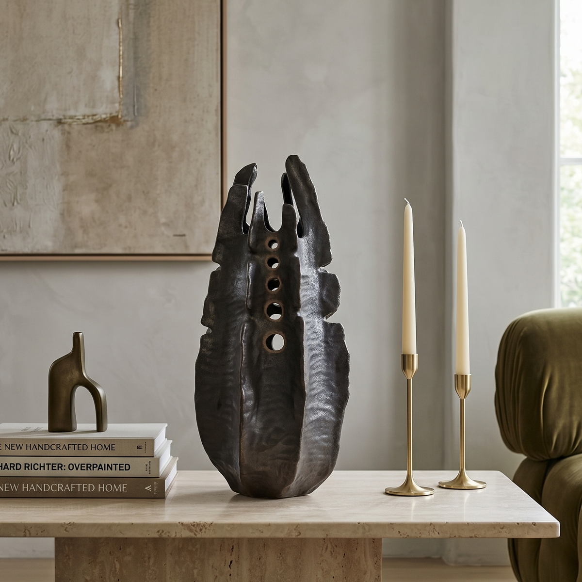 Obsidian Spire Sculptural Vase