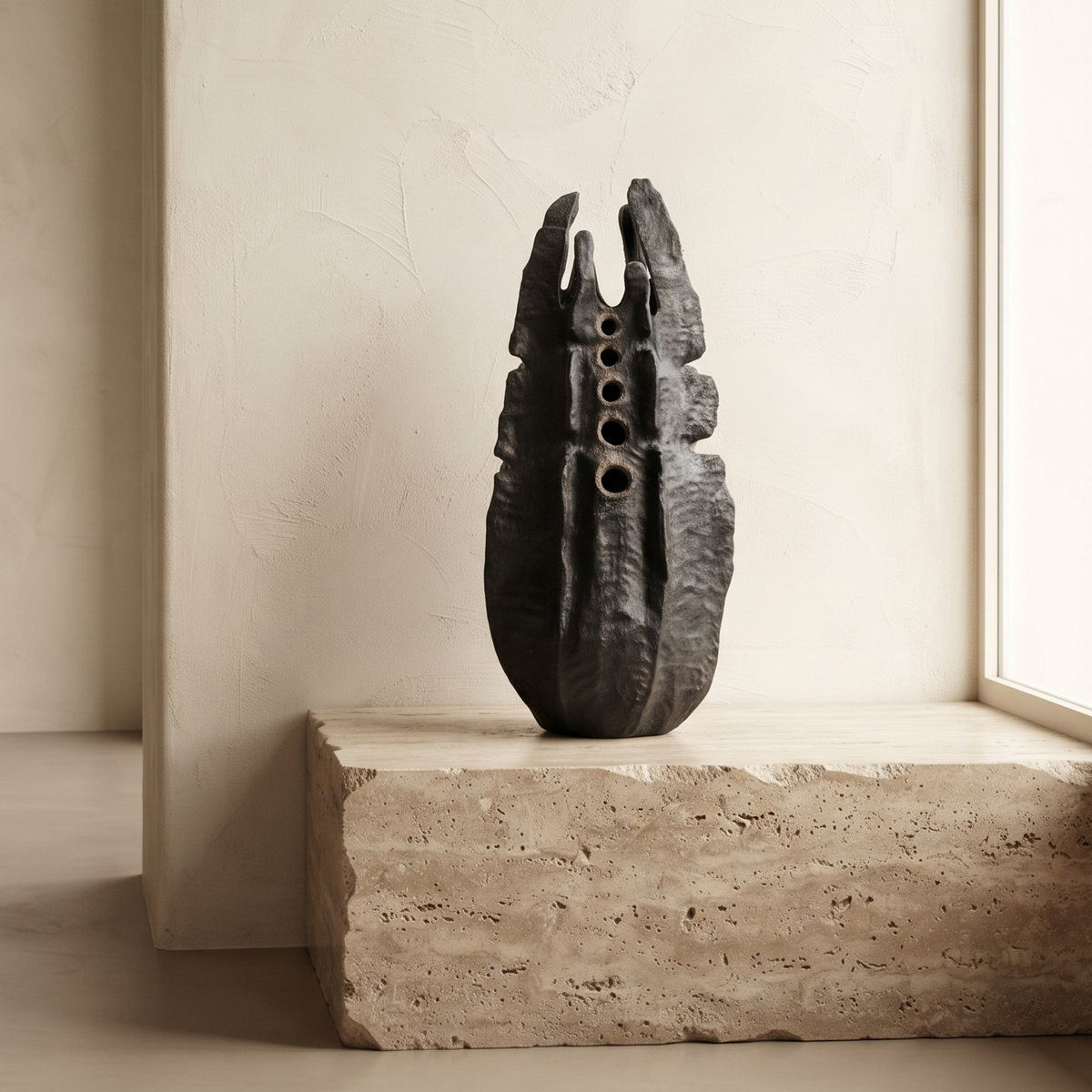 Obsidian Spire Sculptural Vase