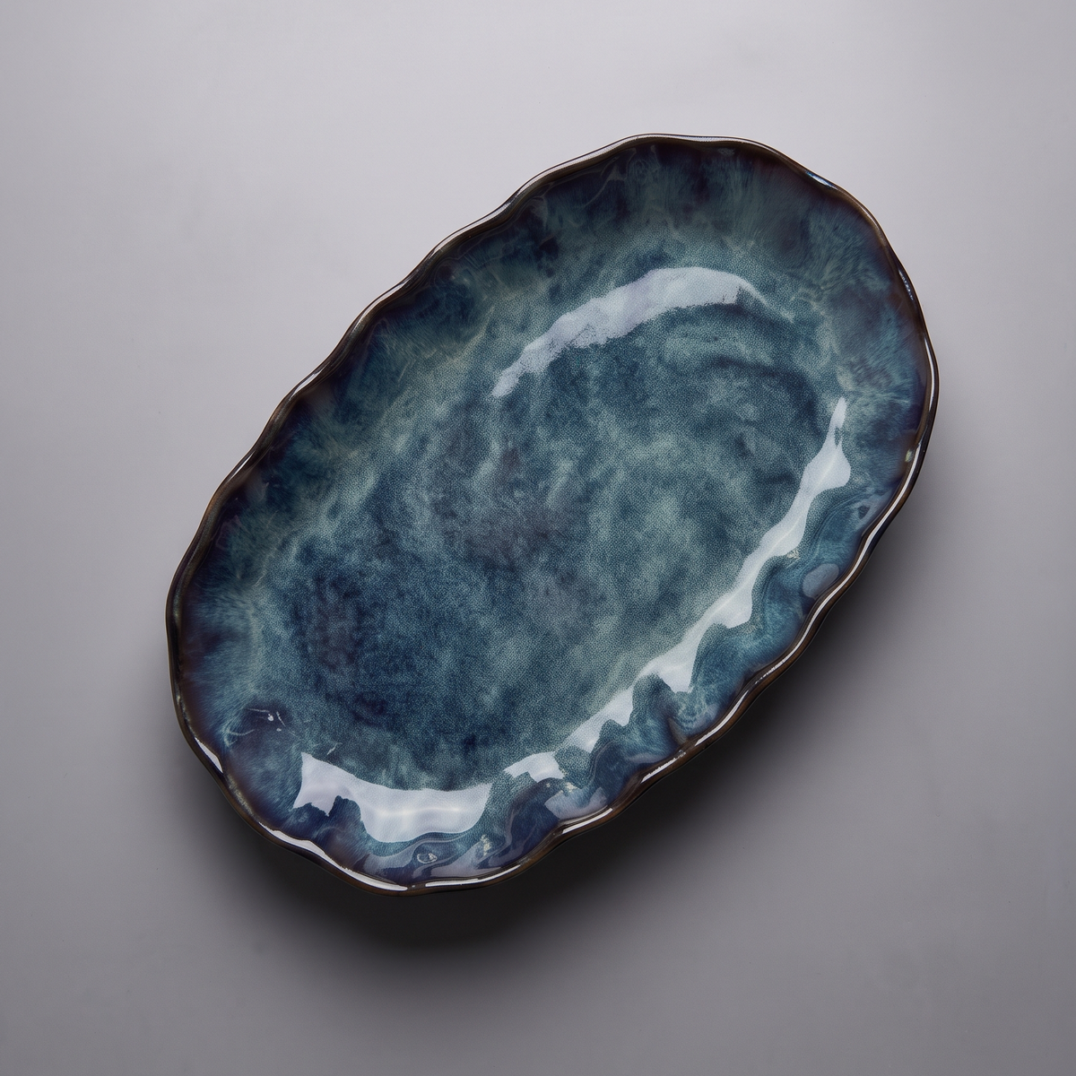 Ocean Pebble Ceramic Oval Platter