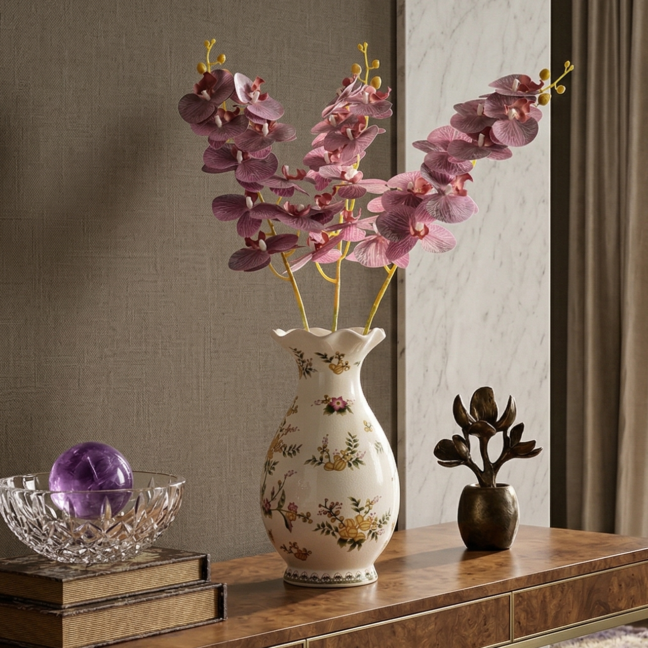 Pink Phalaenopsis Faux Flower Stick (Single)