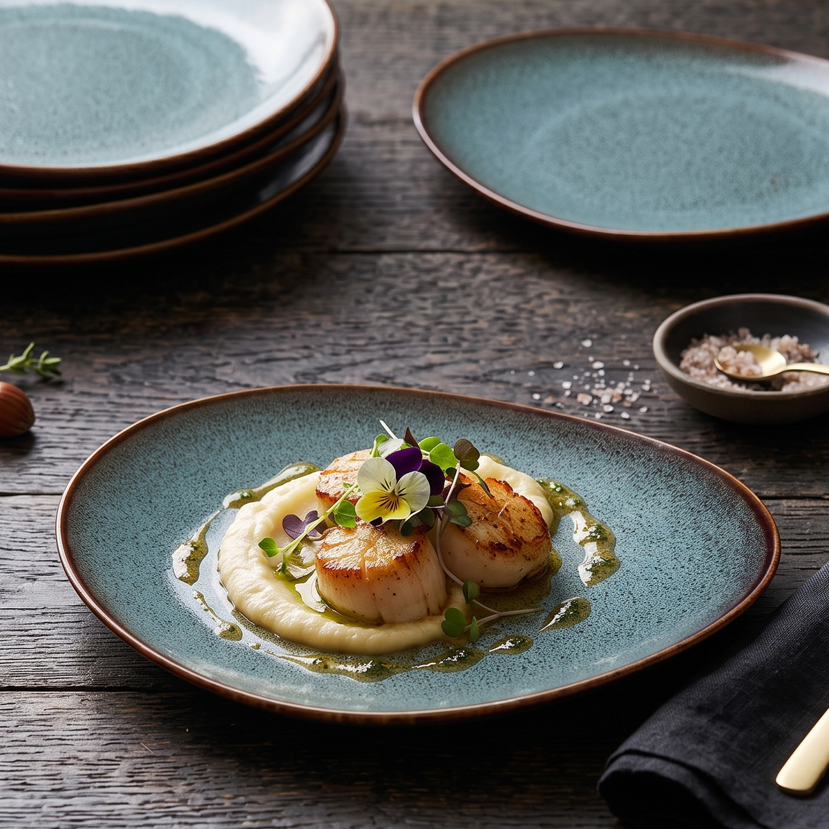 Sage Ceramic Snack Plate (Set of 4)