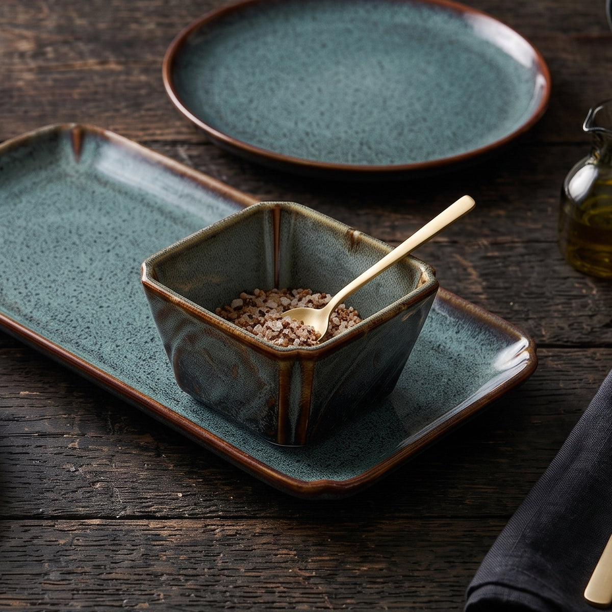 Sage Square Ceramic Condiment Bowl