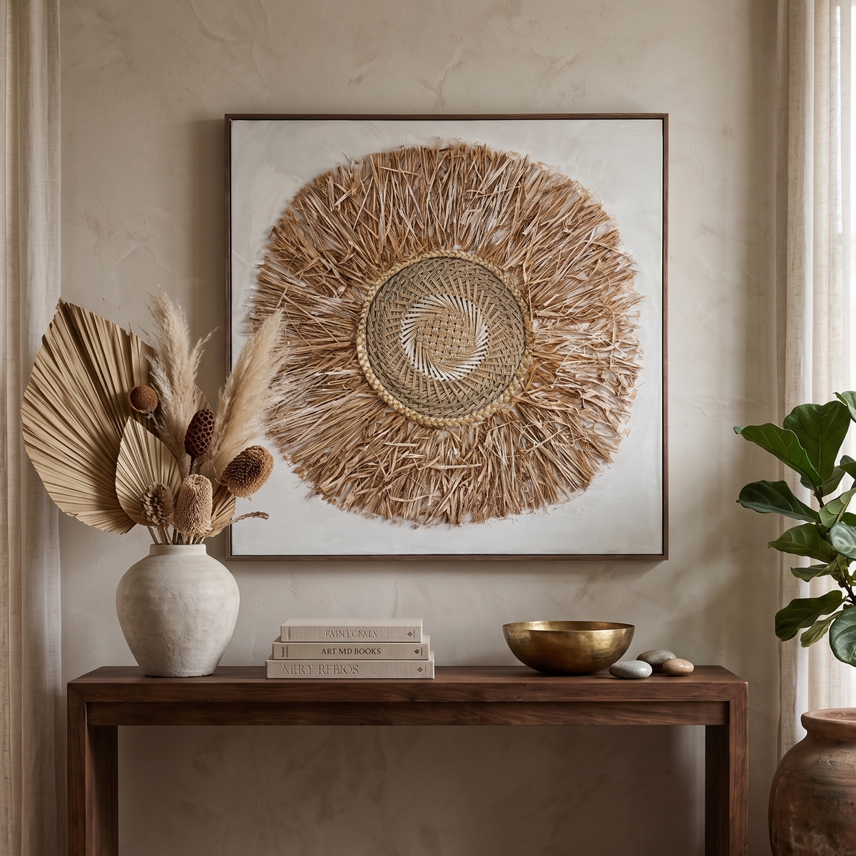 Solstice Halo Straw Sunburst Canvas