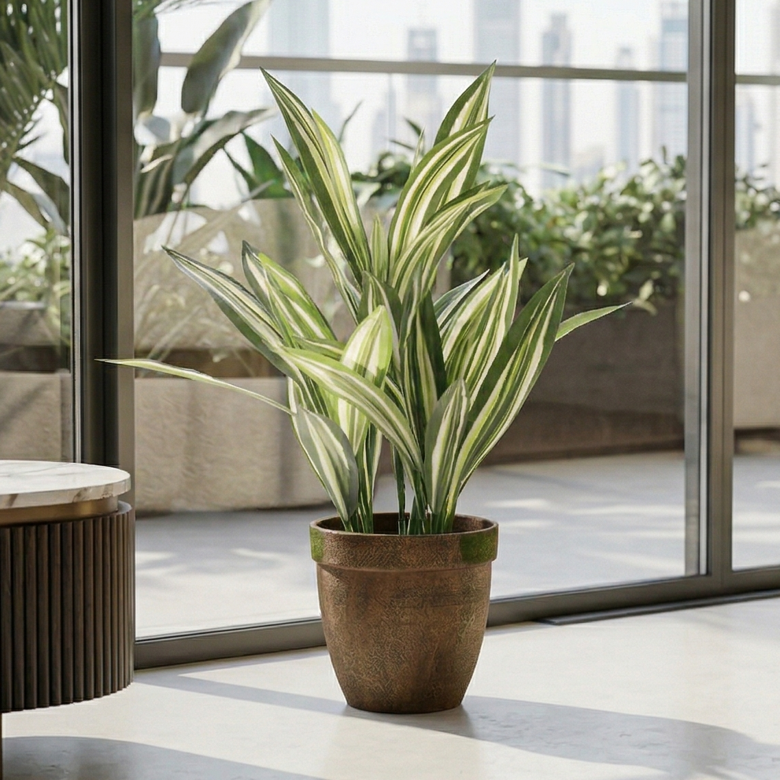 Striped Dracaena Faux Plant