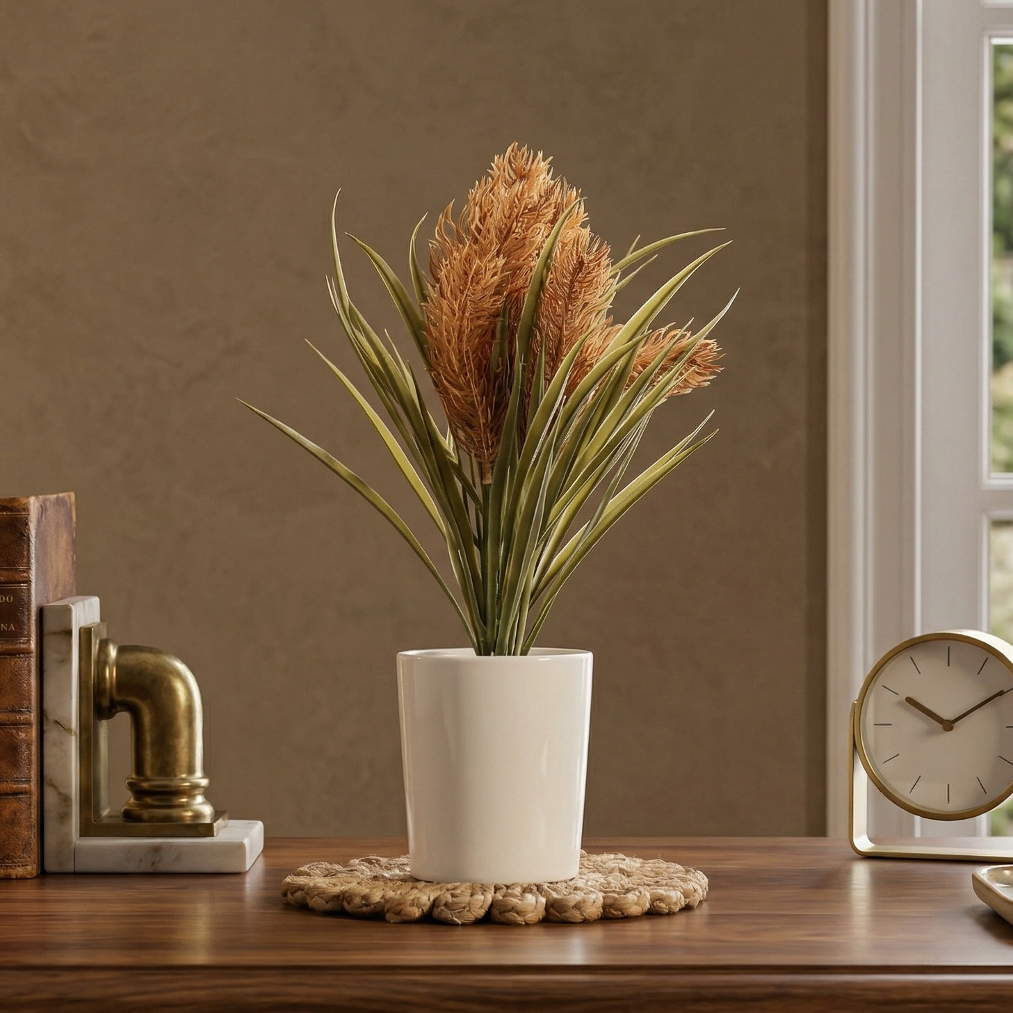 Sunkissed Yucca Pampas Bonsai Ceramic Potted Plant