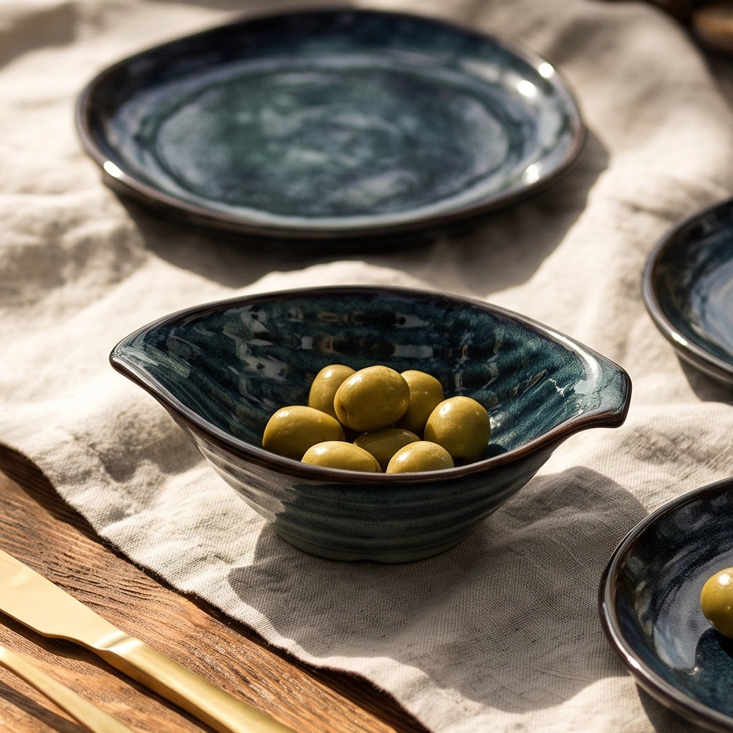 Teal Wave Spouted Bowl (Set of 2)