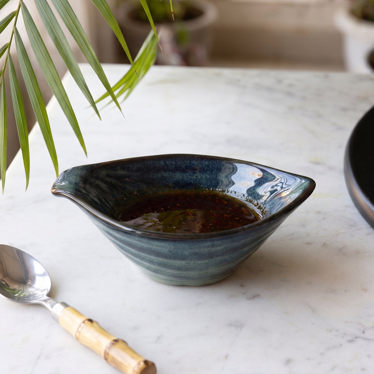 Teal Wave Spouted Bowl (Set of 2)