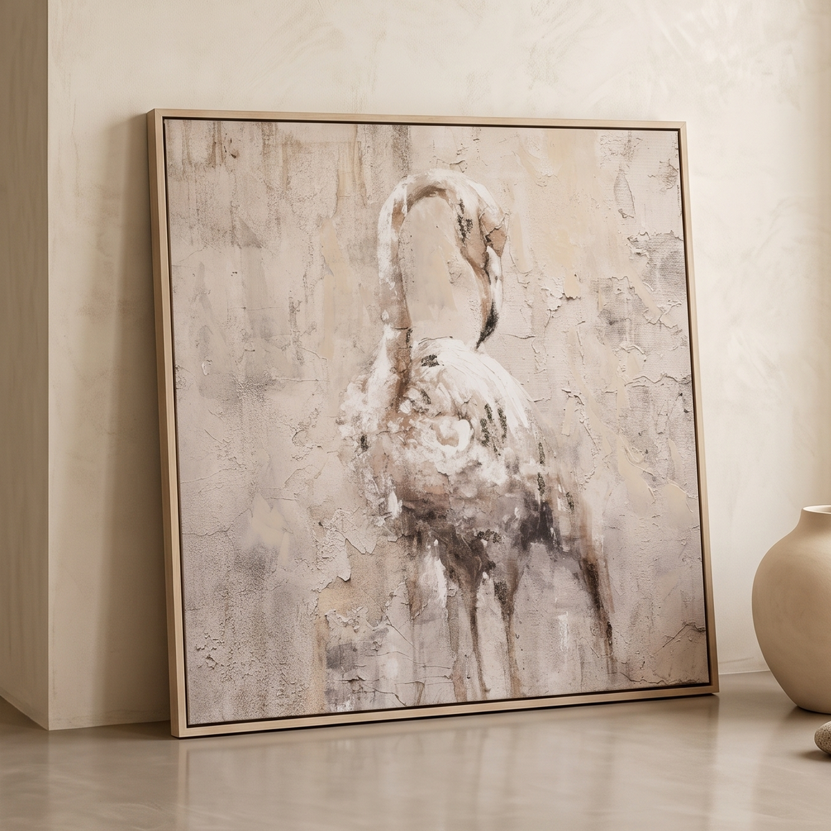 Textured Flamingo Portrait Canvas Art