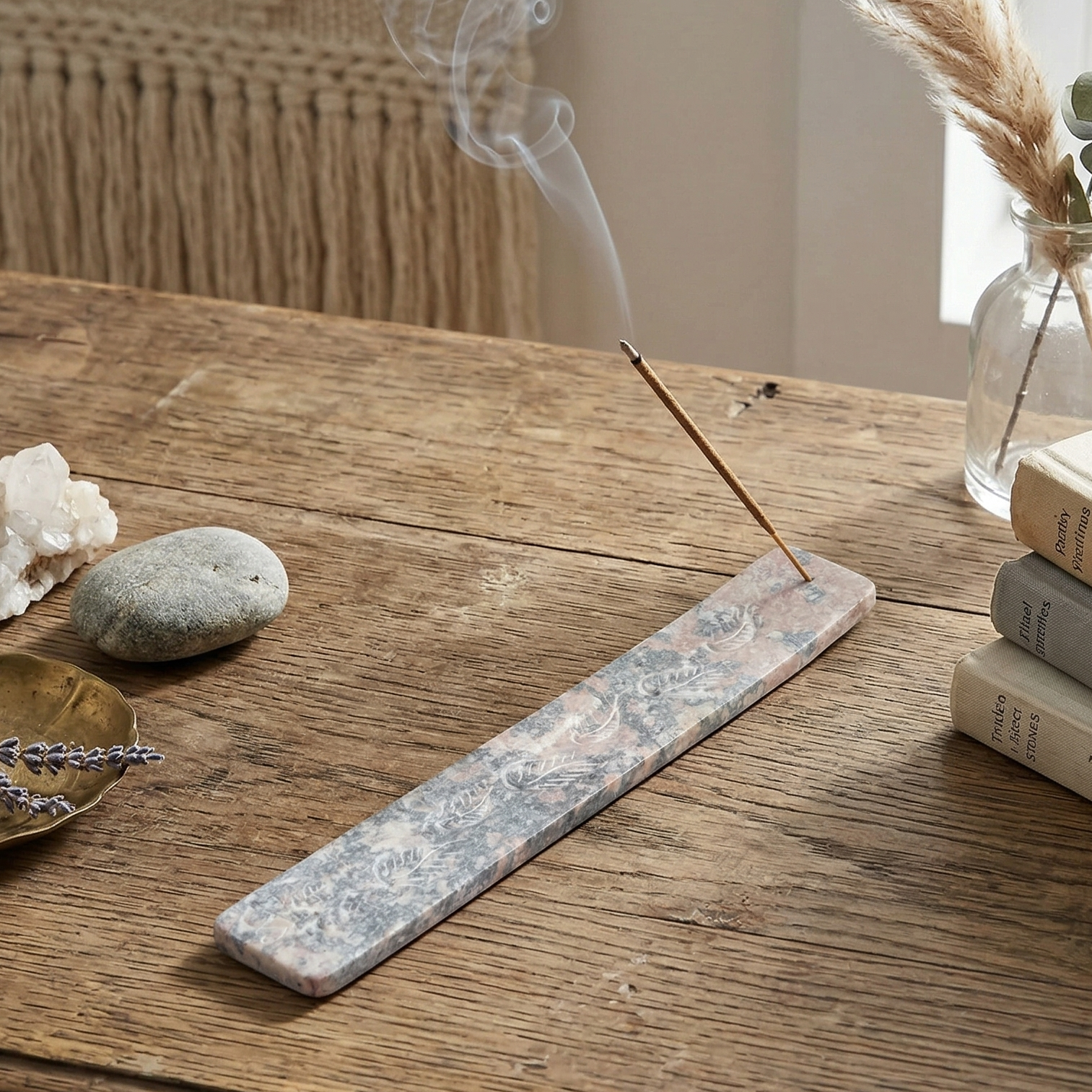 The Marble Slate - Incense Holder (Pink and Grey)