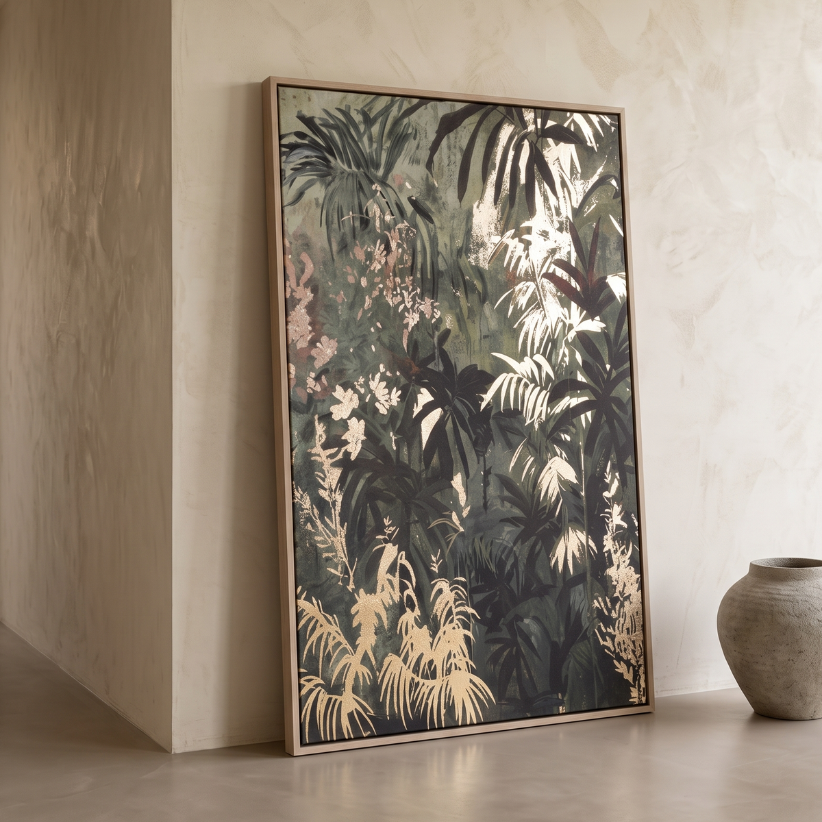 Tropical Foliage Foil Canvas Art